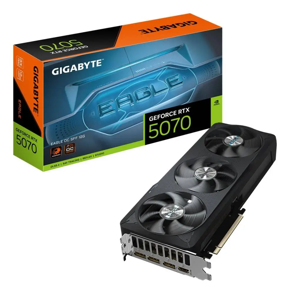 Grafikkarte GeForce RTX 5070 EAGLE OC SFF - 12GB GDDR7, 192bit, PCI-E 5.0, 2587 MHz Core Clock, 3 x DP 2.1b, 1 x HDMI 2.1b, NVIDIA DLSS 4, GV-N5070EAGLE OC-12GD