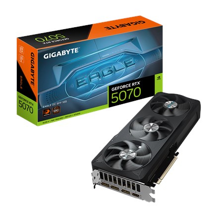 Tarjeta gráfica GeForce RTX 5070 EAGLE OC SFF - 12GB GDDR7, 192bit, PCI-E 5.0, 2587 MHz Core Clock, 3 x DP 2.1b, 1 x HDMI 2.1b, NVIDIA DLSS 4, GV-N5070EAGLE OC-12GD