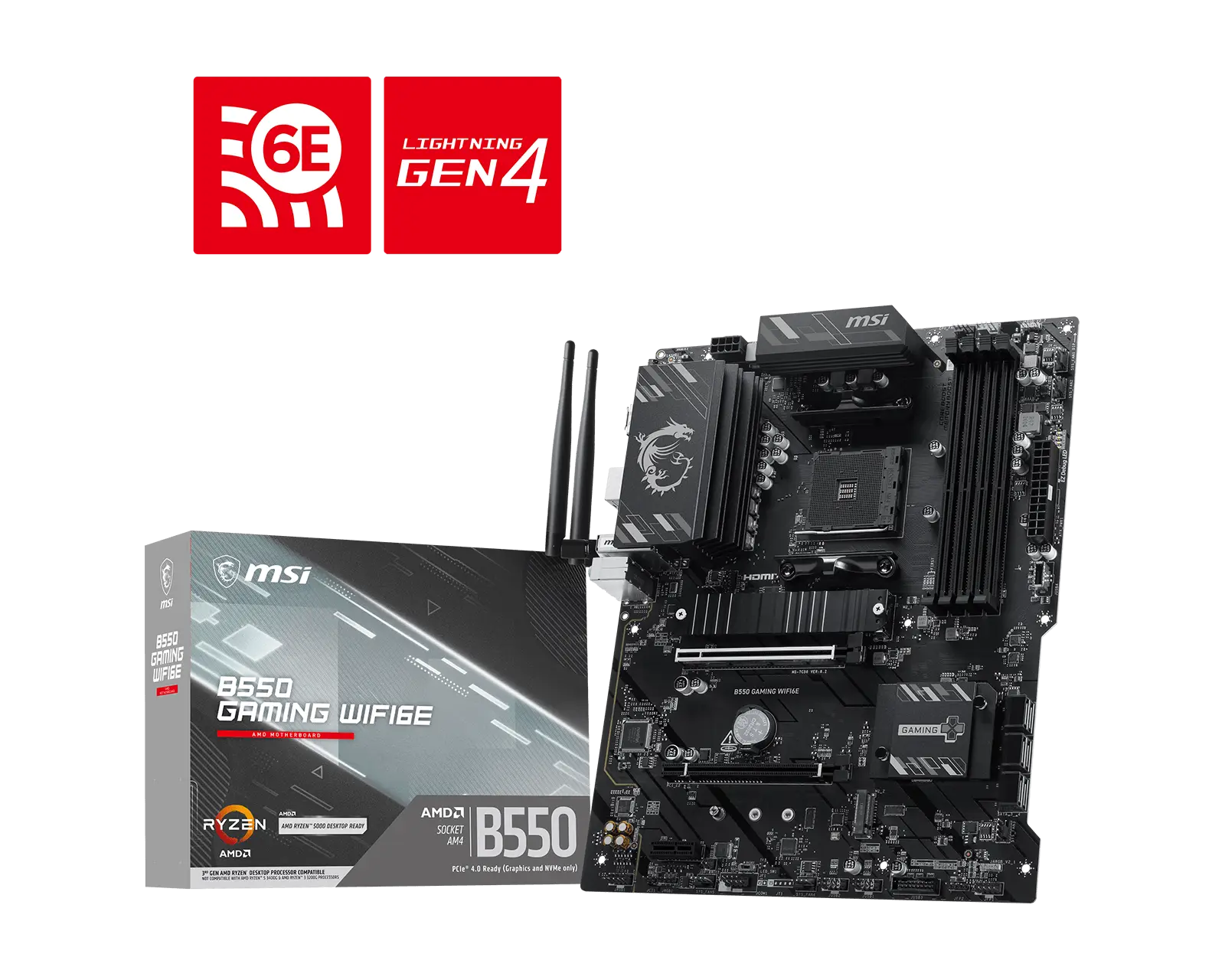Дънна платка MSI B550 GAMING WIFI6E AM4 - 7C56-092R