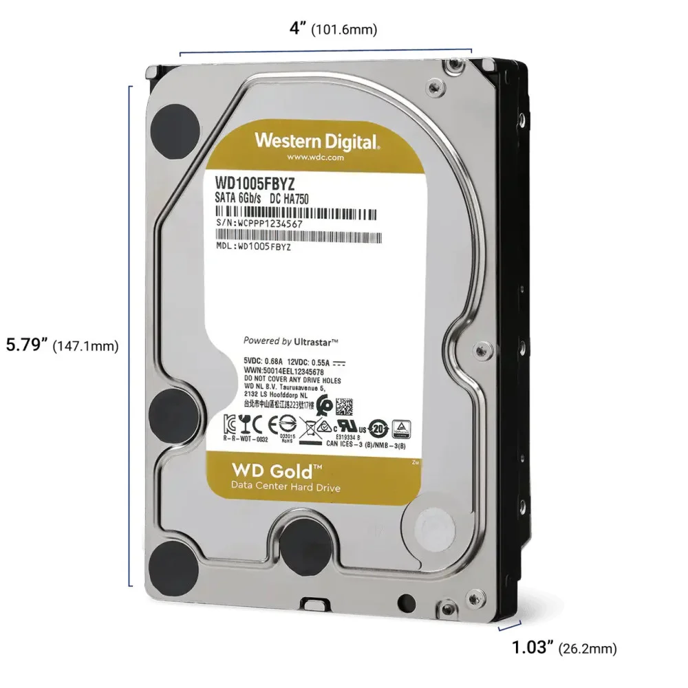 Хард диск WD Gold Enterprise, 14TB, 512MB Cache, SATA3, WD142KRYZ