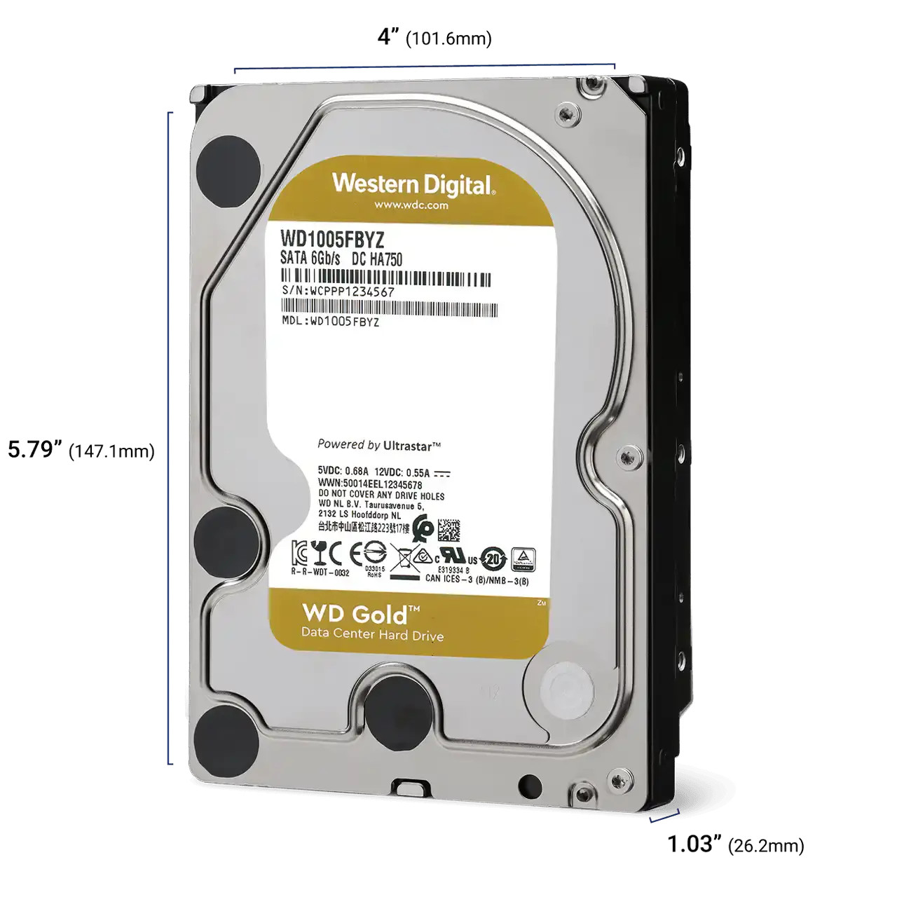 Хард диск WD Gold Enterprise, 14TB, 512MB Cache, SATA3, WD142KRYZ
