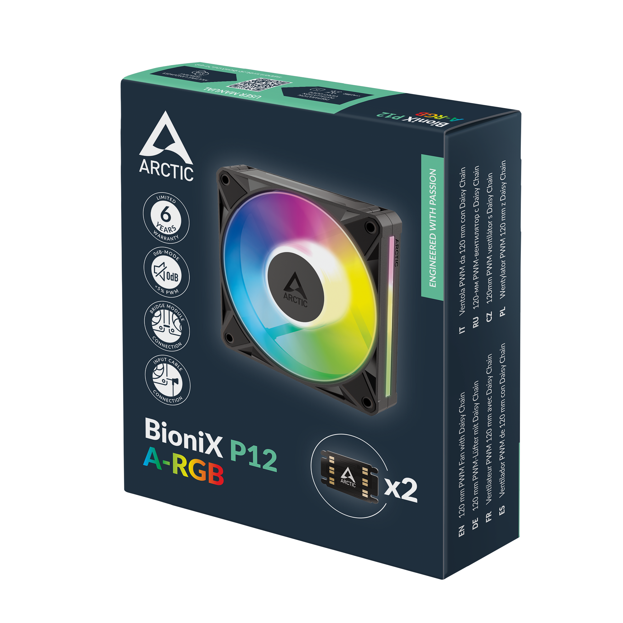 Вентилатор ARCTIC BioniX P12 A-RGB PWM 120mm Daisy Chain - Черен