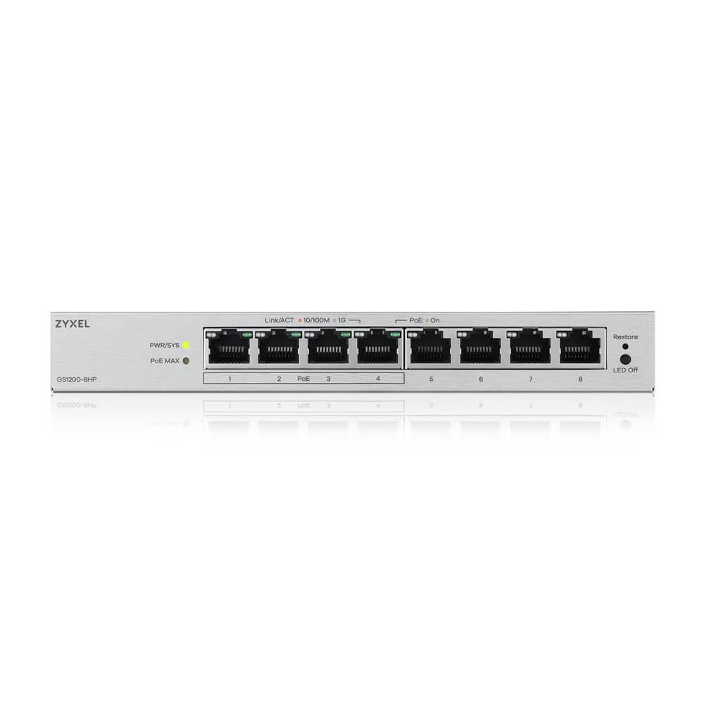Суич ZyXEL GS-1200-8HPV3, 8 портов, Gigabit, webmanaged