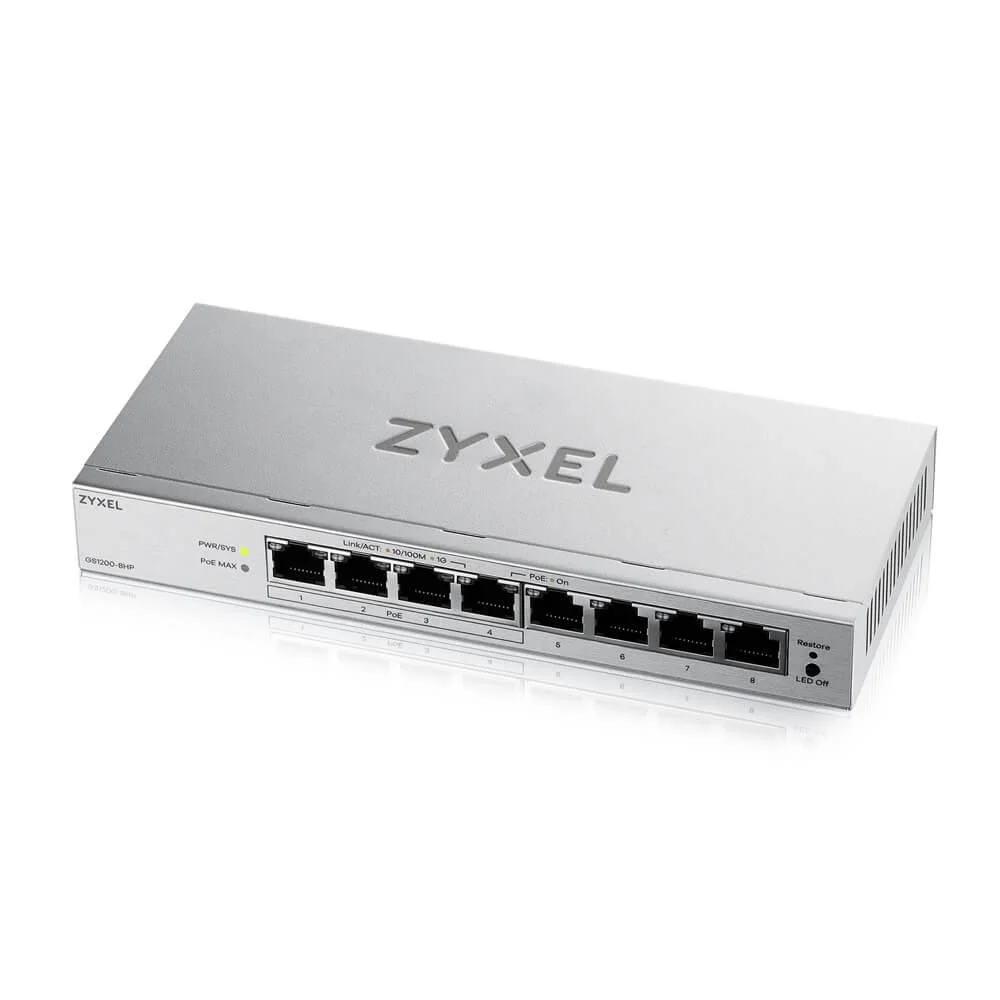 Суич ZyXEL GS-1200-8HPV3, 8 портов, Gigabit, webmanaged