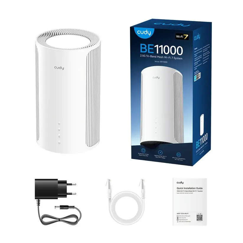 Безжична MESH система Cudy M11000 BE11000 Tri-Band 2.4/5/6Ghz 688 - 5765 Mbps