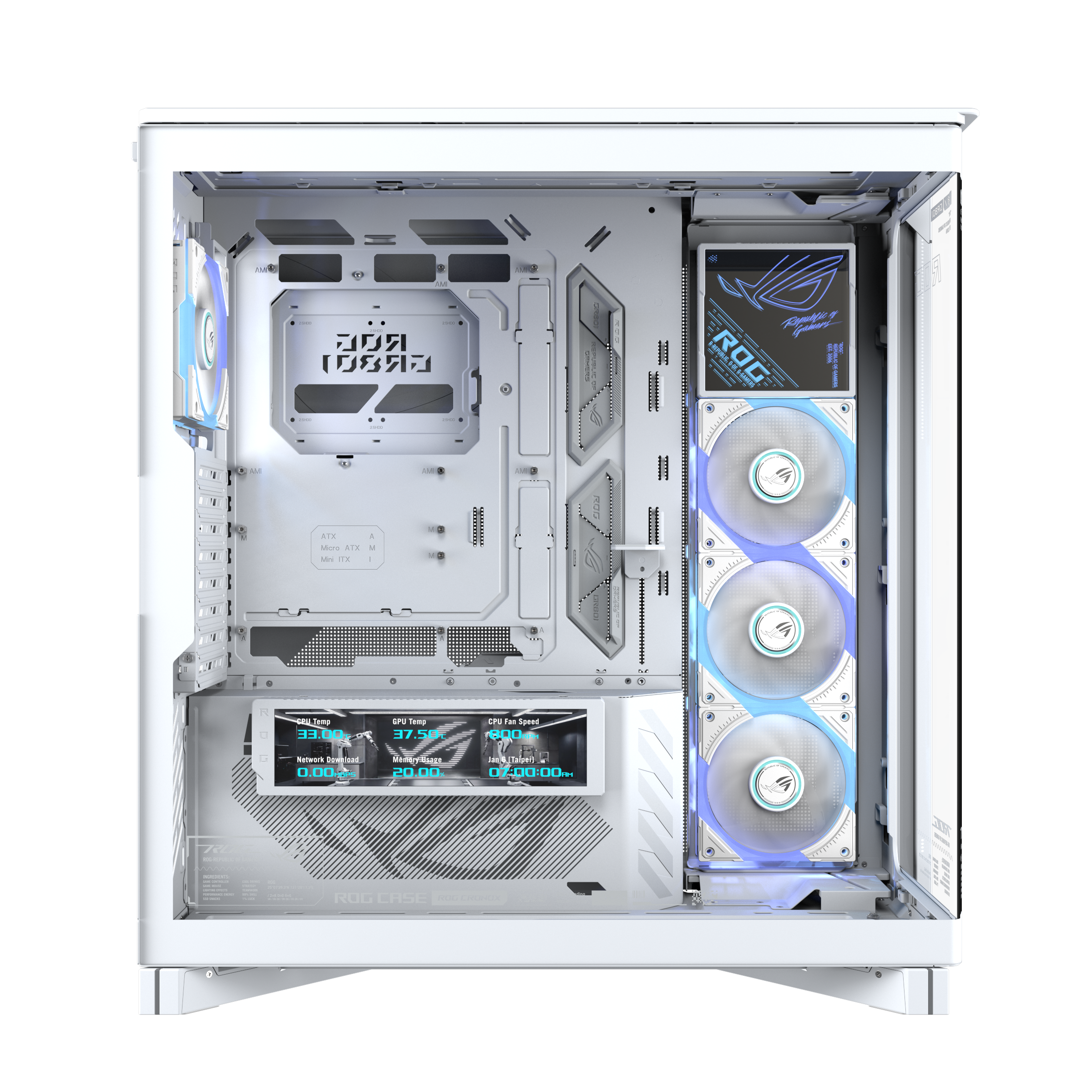 Кутия ASUS ROG CRONOX ARGB E-ATX Mid-Tower - White