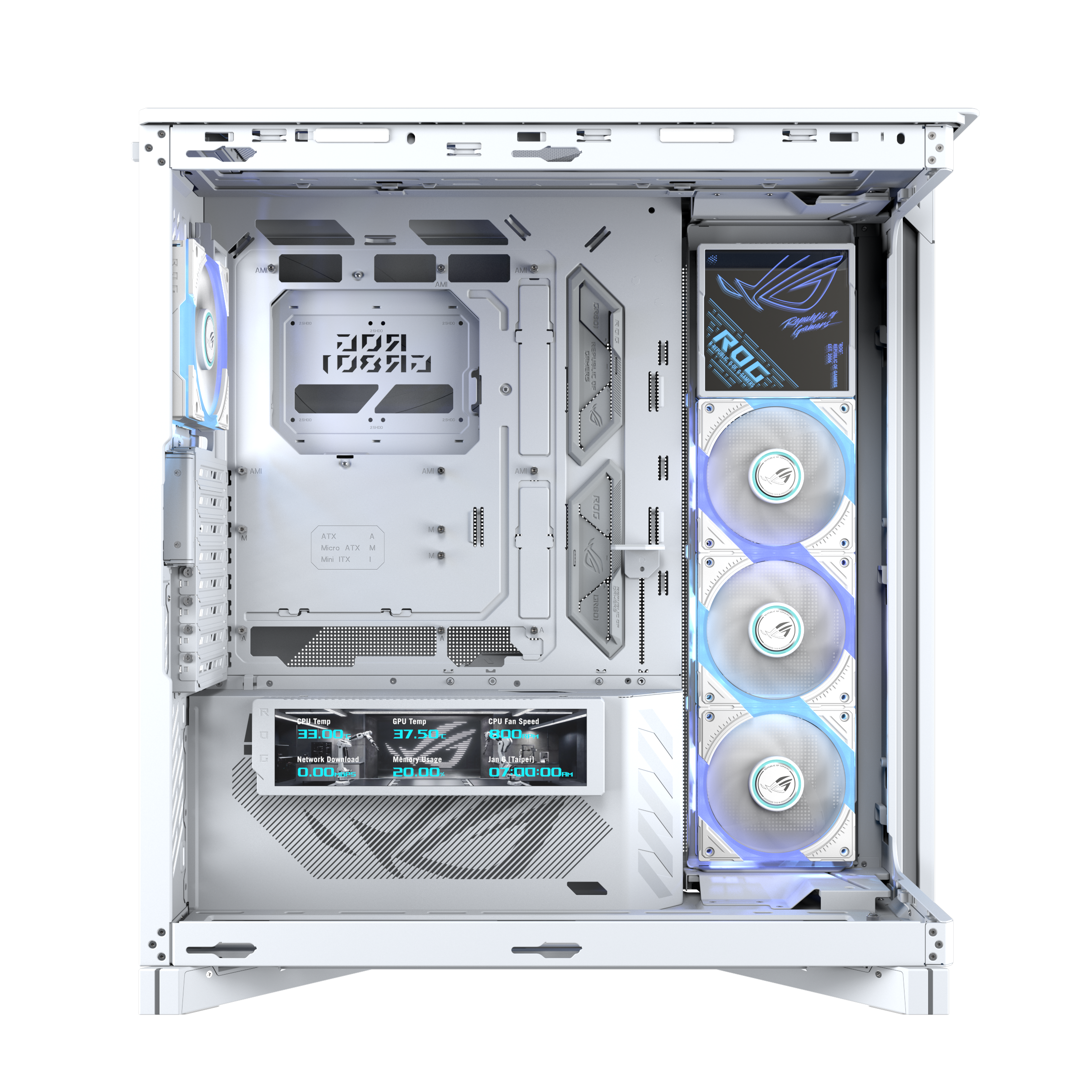 Кутия ASUS ROG CRONOX ARGB E-ATX Mid-Tower - White