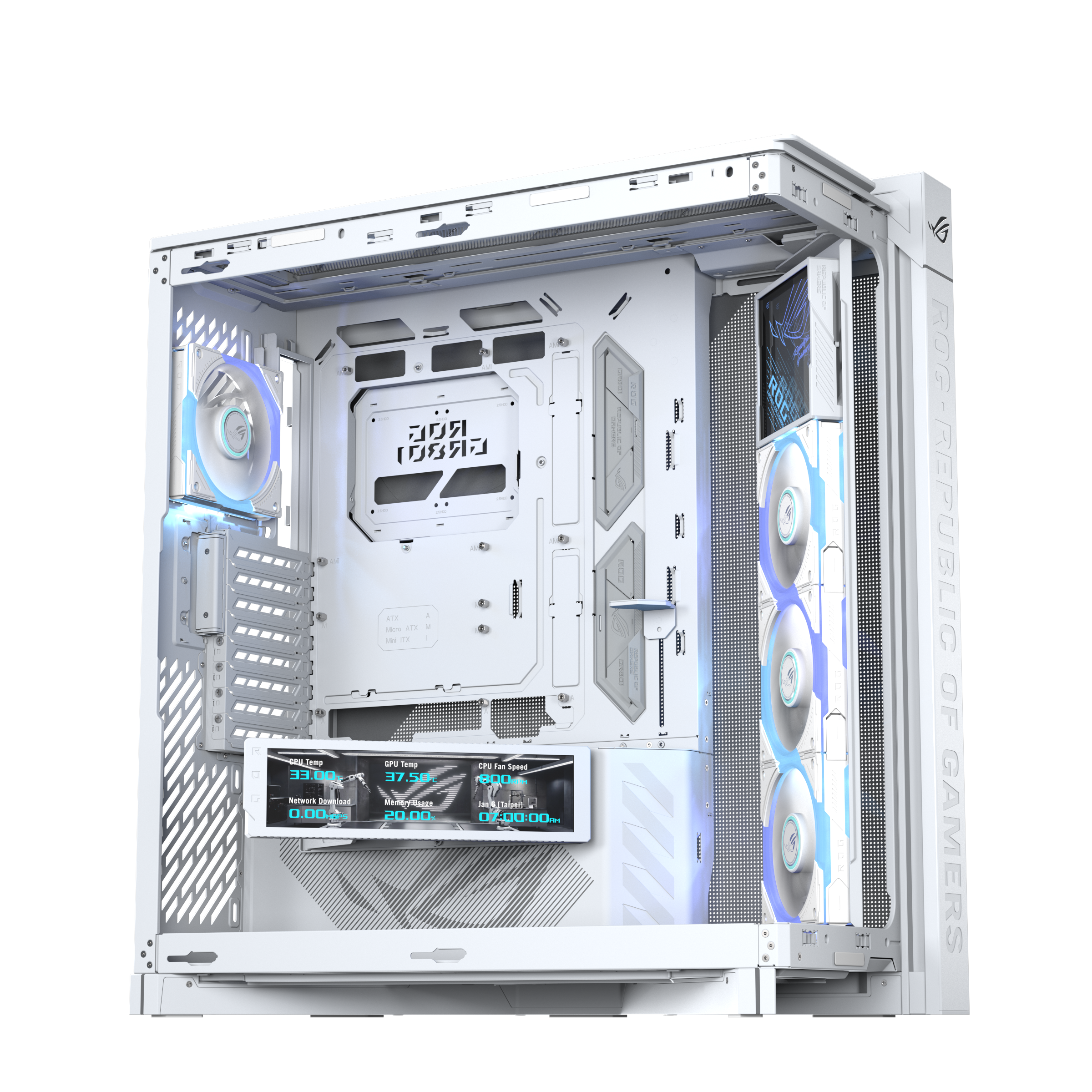 Кутия ASUS ROG CRONOX ARGB E-ATX Mid-Tower - White