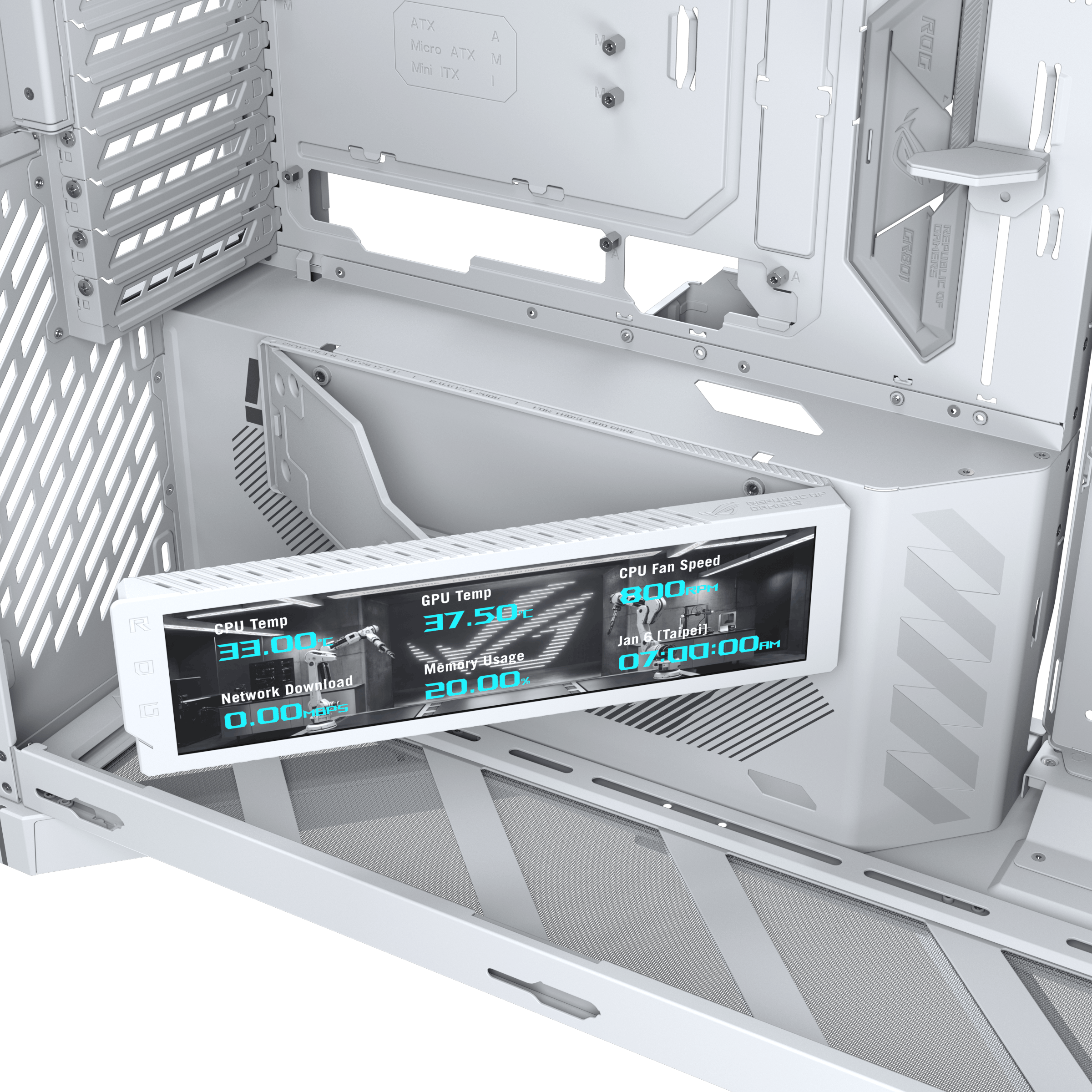 Кутия ASUS ROG CRONOX ARGB E-ATX Mid-Tower - White