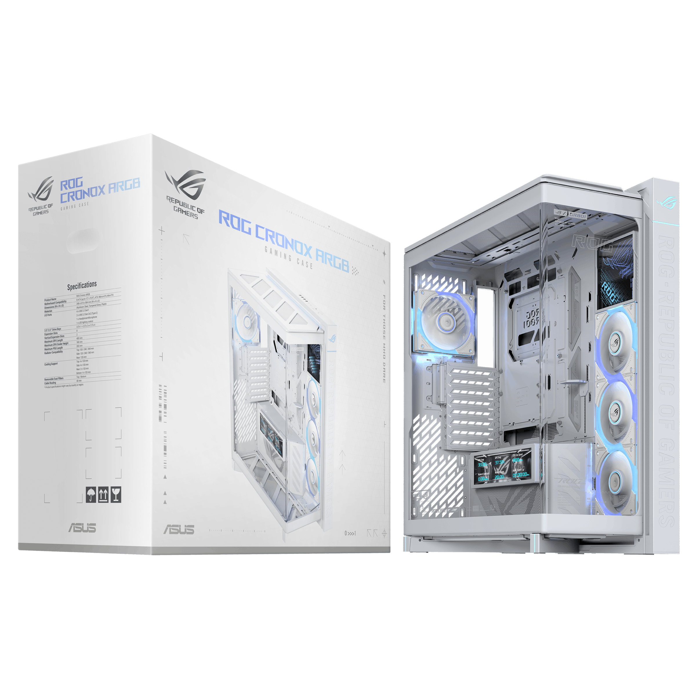 Кутия ASUS ROG CRONOX ARGB E-ATX Mid-Tower - White