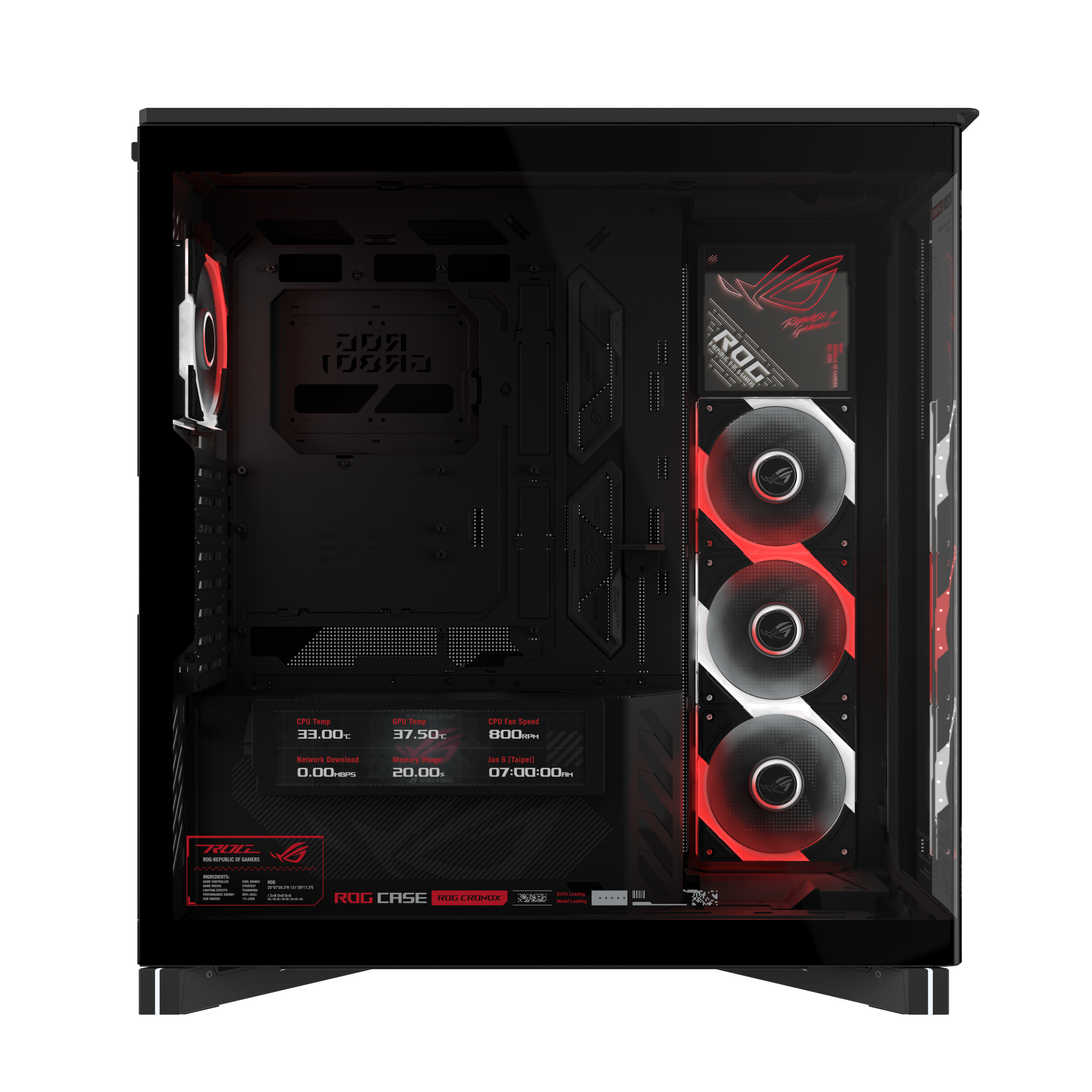 Кутия ASUS ROG CRONOX ARGB E-ATX Mid-Tower - Black