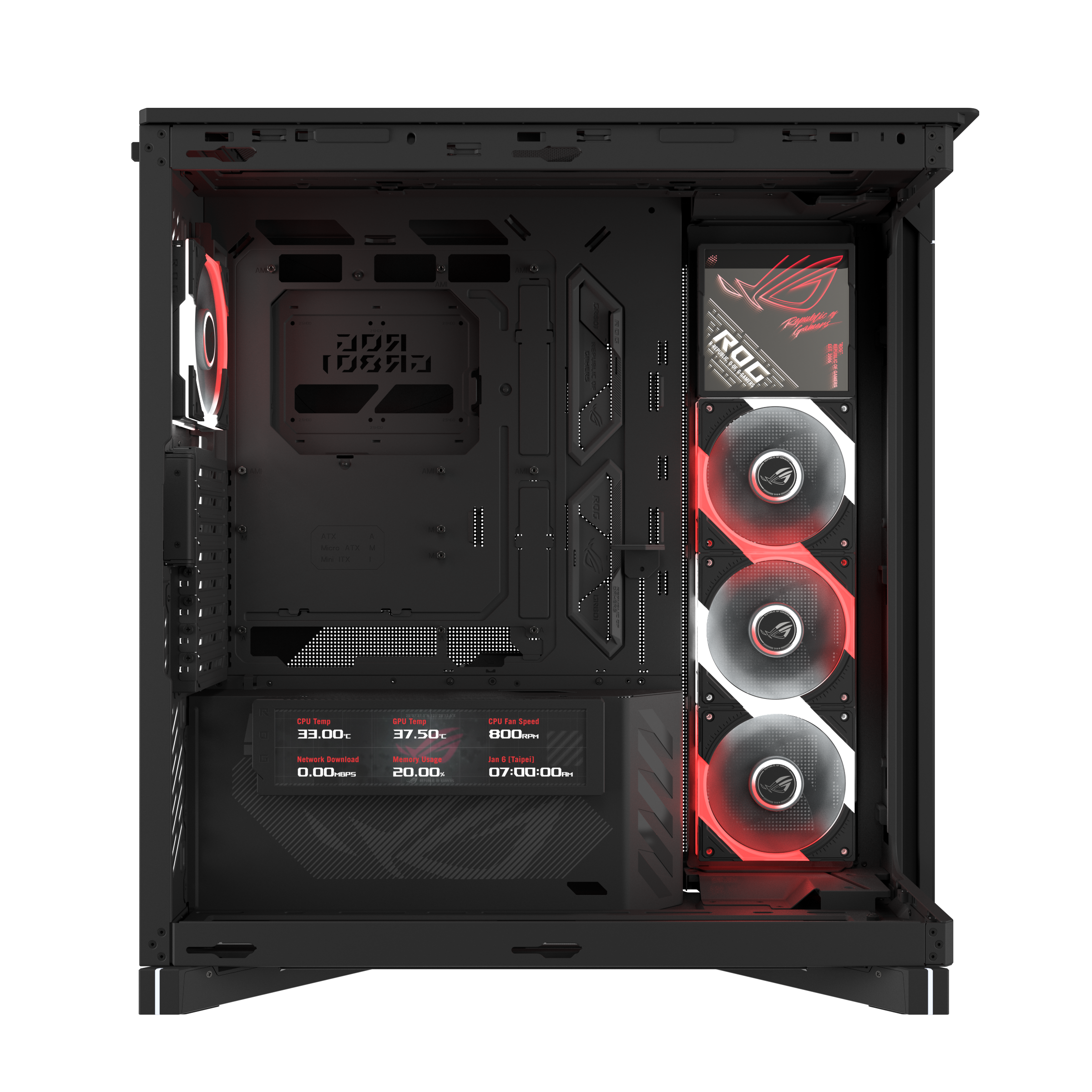 Кутия ASUS ROG CRONOX ARGB E-ATX Mid-Tower - Black