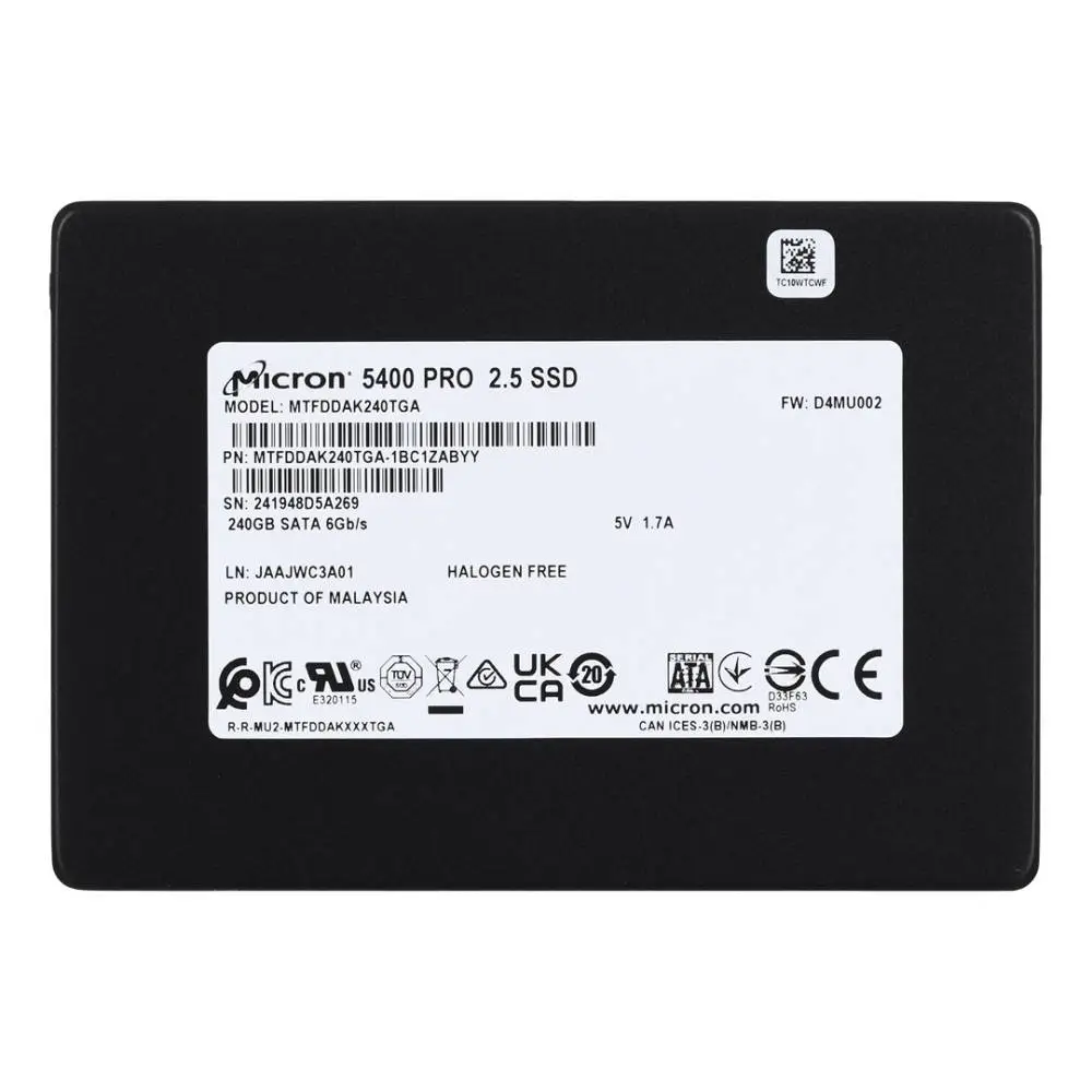 Диск SSD Micron 5400 PRO Server 240GB SATA 2.5" - MTFDDAK240TGA-1BC1ZABYYR (DWPD 1.5)