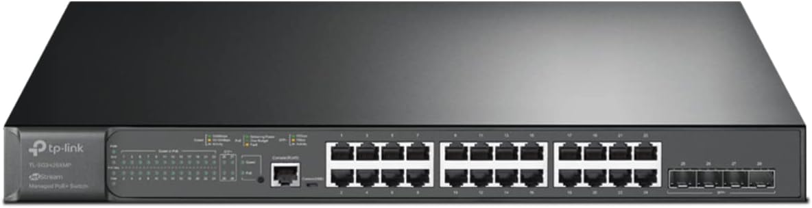 Суич TP-Link Switch Omada SG3428XMP - 24 Ports - 24x GE (10/100/1000) - 4x SFP+ - 24x PoE+