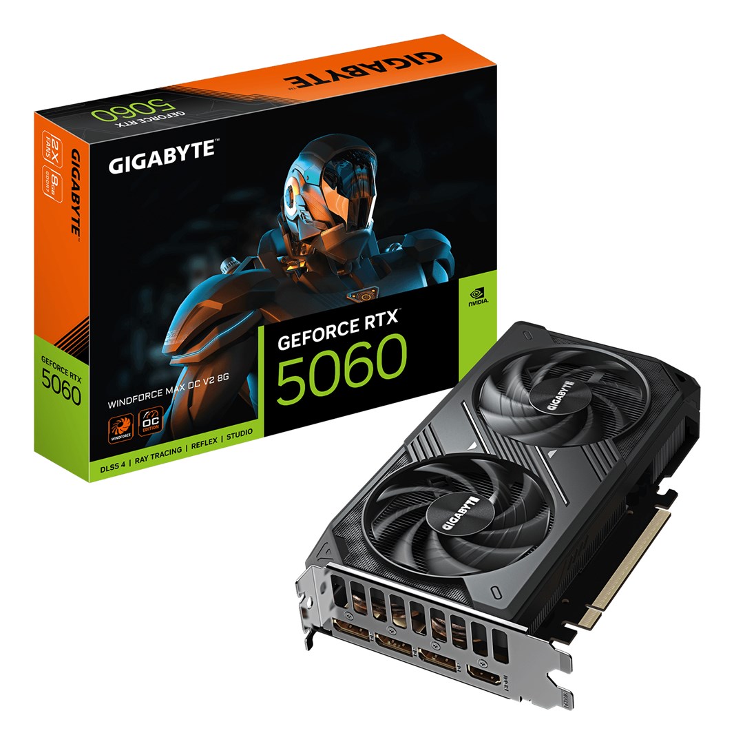 Видео карта GIGABYTE GeForce RTX 5060 WINDFORCE MAX OC V2 8G GDDR7 - GV-N5060WF2MAX OCV2-8GD