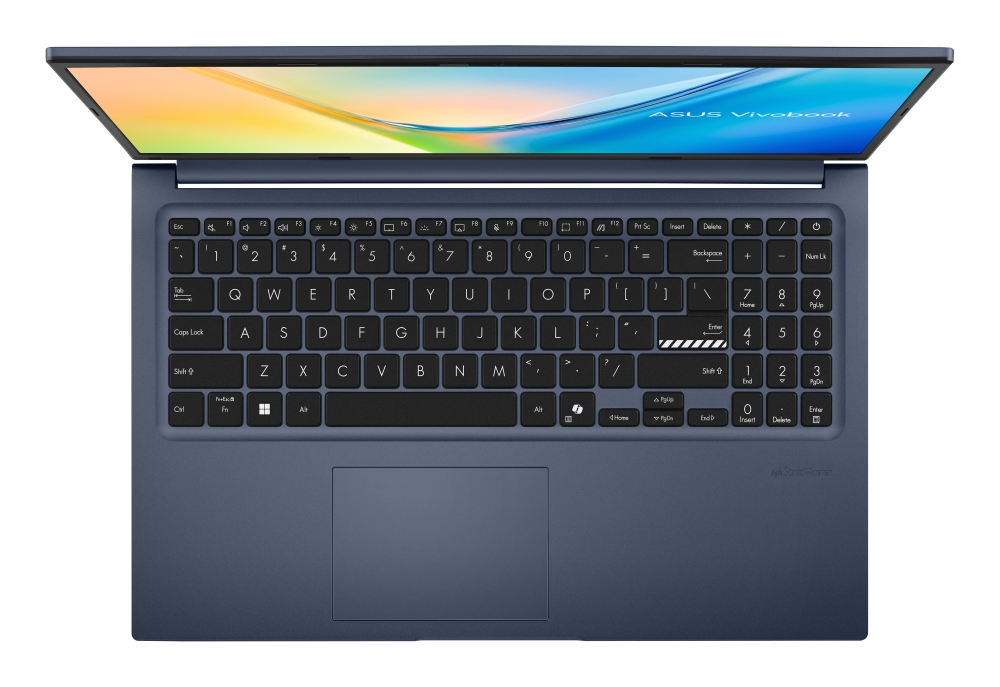 Лаптоп Asus Vivobook M1502XA-BQ012NA, AMD Ryzen 7 7840HS 3.8GHz, 15.6 "FHD (1920X1080) 16:9, 8GB DDR5 (on BD), 512 GB SSD,Backlit Keyboard, NO OS, Quiet Blue, no adapter - 90NB19L1-M00380