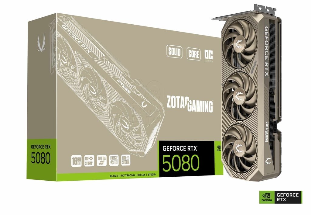 Видео карта ZOTAC GAMING GeForce RTX 5080 SOLID Core OC 20th Anniversary Edition 16GB - ZT-B50800J2S-10P