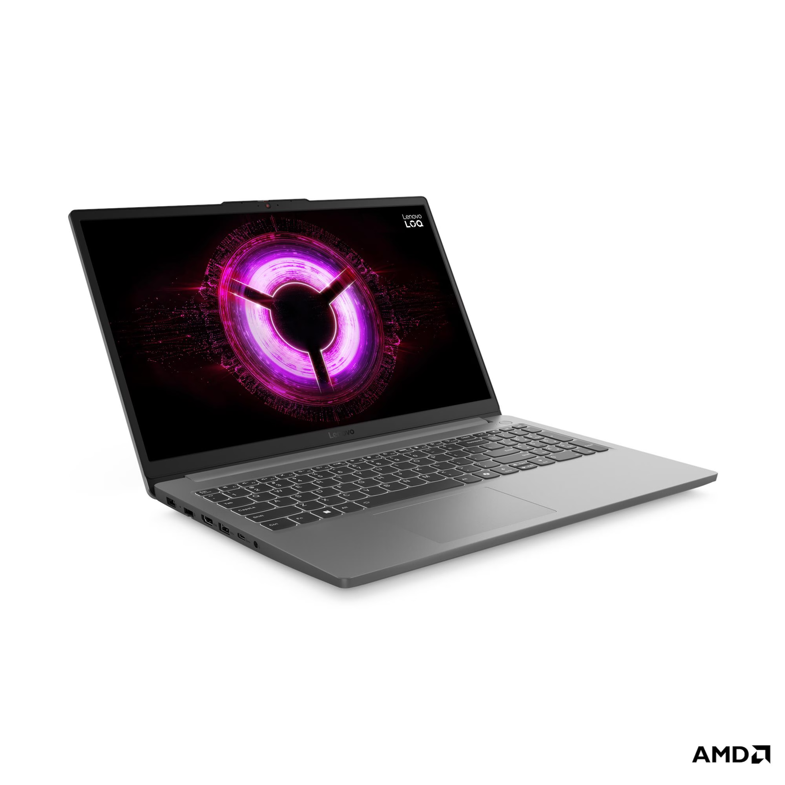 Лаптоп Lenovo LOQ 15ARP10E, AMD Ryzen 5 150, 16GB SODIMM DDR5-4800, 512GB SSD M.2 2242, NVIDIA GeForce RTX 3050 6GB, 15.6" FHD (1920x1080) IPS, 144Hz, FreeSync, Luna Grey - 83S000AABM