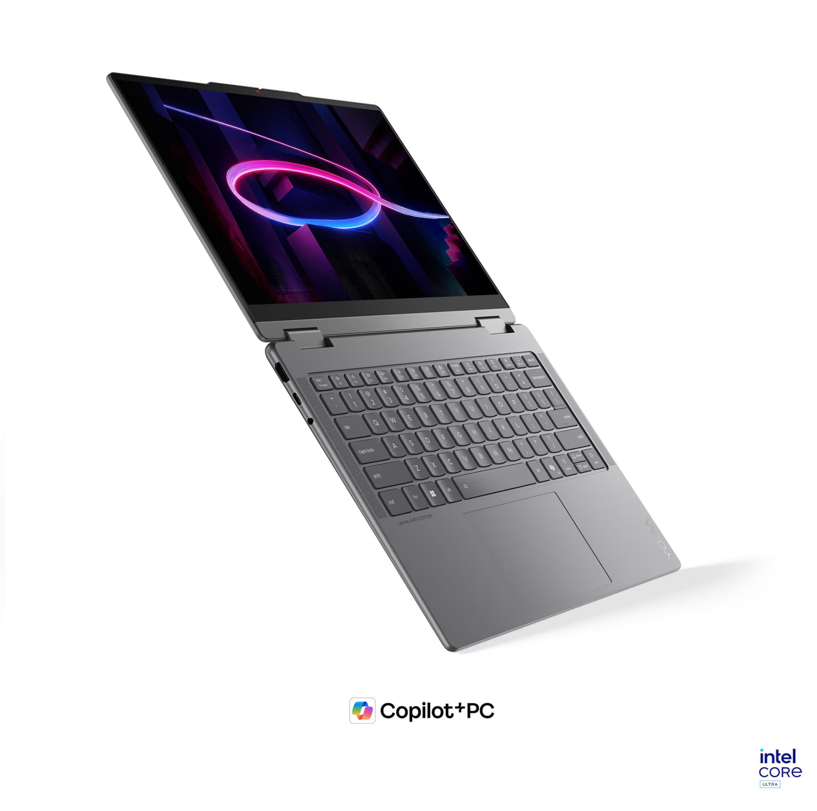Лаптоп Lenovo Yoga 7 2-in-1 14IPH11, Intel Core Ultra 5 325, 24GB Soldered LPDDR5X-7467, 1TB SSD M.2 2242, Intel Graphics, 14" 2.8K WQXGA+ (2880x1800) OLED, 120Hz, HDR, Glass, Touch, X-Rite, Luna Grey - 83TC0022BM