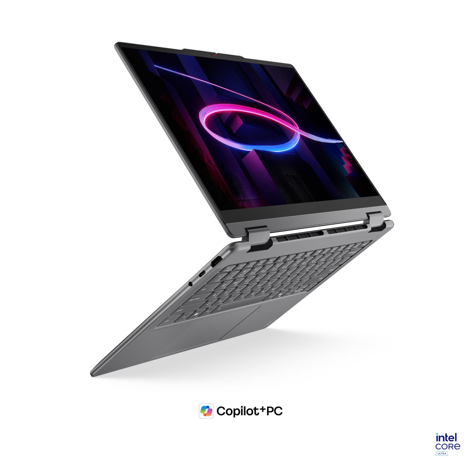 Лаптоп Lenovo Yoga 7 2-in-1 14IPH11, Intel Core Ultra 5 325, 24GB Soldered LPDDR5X-7467, 1TB SSD M.2 2242, Intel Graphics, 14" 2.8K WQXGA+ (2880x1800) OLED, 120Hz, HDR, Glass, Touch, X-Rite, Luna Grey - 83TC0022BM