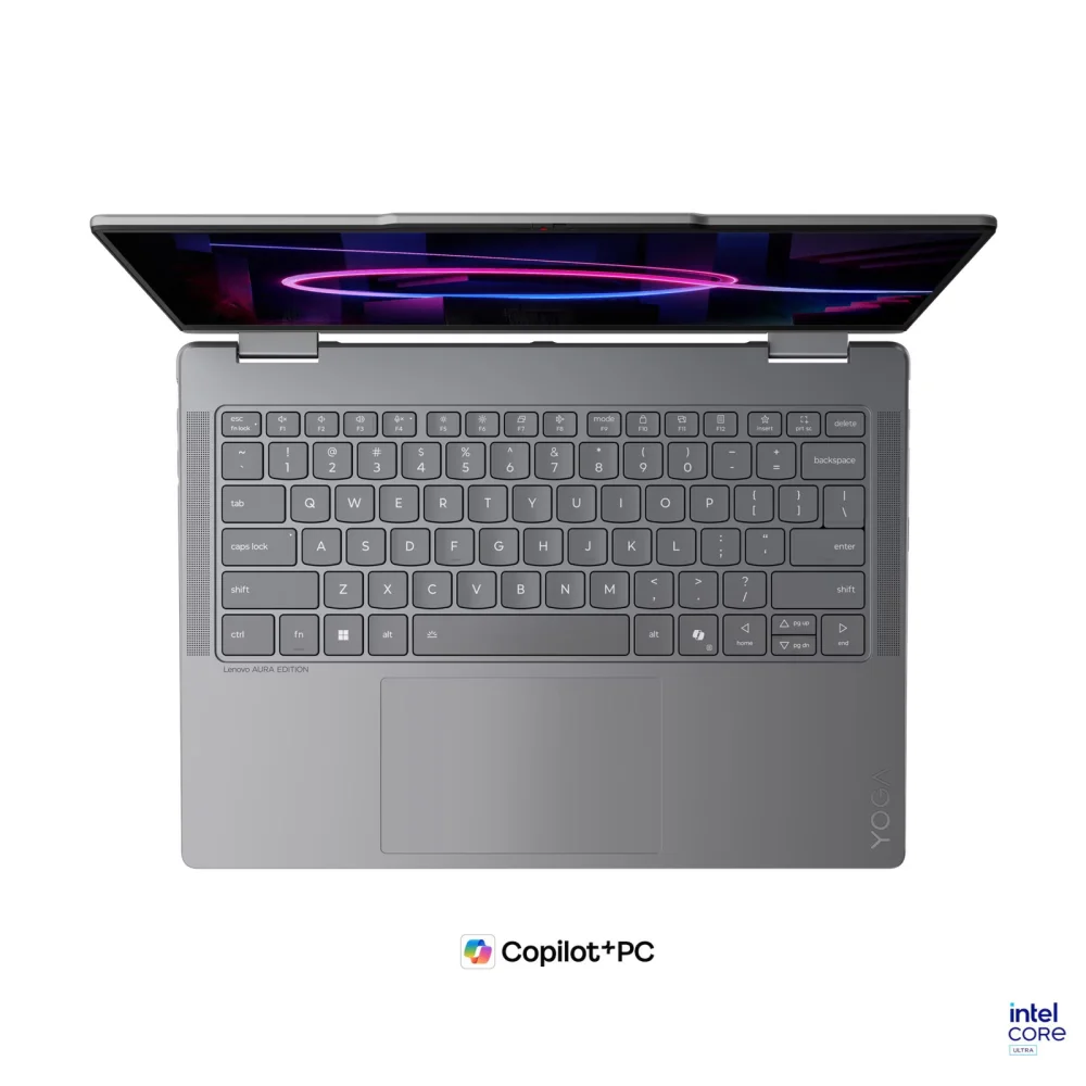 Лаптоп Lenovo Yoga 7 2-in-1 14IPH11, Intel Core Ultra 5 325, 24GB Soldered LPDDR5X-7467, 1TB SSD M.2 2242, Intel Graphics, 14" 2.8K WQXGA+ (2880x1800) OLED, 120Hz, HDR, Glass, Touch, X-Rite, Luna Grey - 83TC0022BM