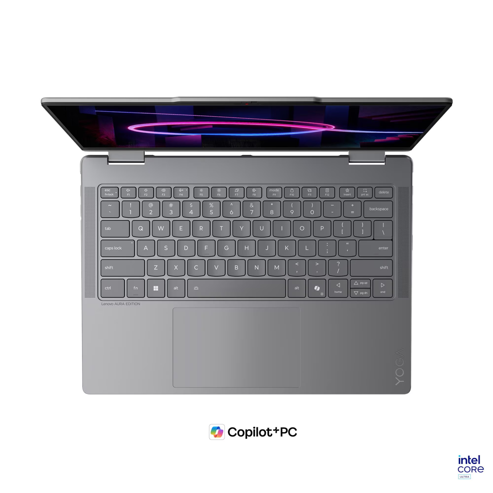 Лаптоп Lenovo Yoga 7 2-in-1 14IPH11, Intel Core Ultra 5 325, 24GB Soldered LPDDR5X-7467, 1TB SSD M.2 2242, Intel Graphics, 14" 2.8K WQXGA+ (2880x1800) OLED, 120Hz, HDR, Glass, Touch, X-Rite, Luna Grey - 83TC0022BM