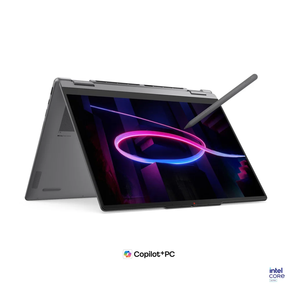 Лаптоп Lenovo Yoga 7 2-in-1 14IPH11, Intel Core Ultra 5 325, 24GB Soldered LPDDR5X-7467, 1TB SSD M.2 2242, Intel Graphics, 14" 2.8K WQXGA+ (2880x1800) OLED, 120Hz, HDR, Glass, Touch, X-Rite, Luna Grey - 83TC0022BM