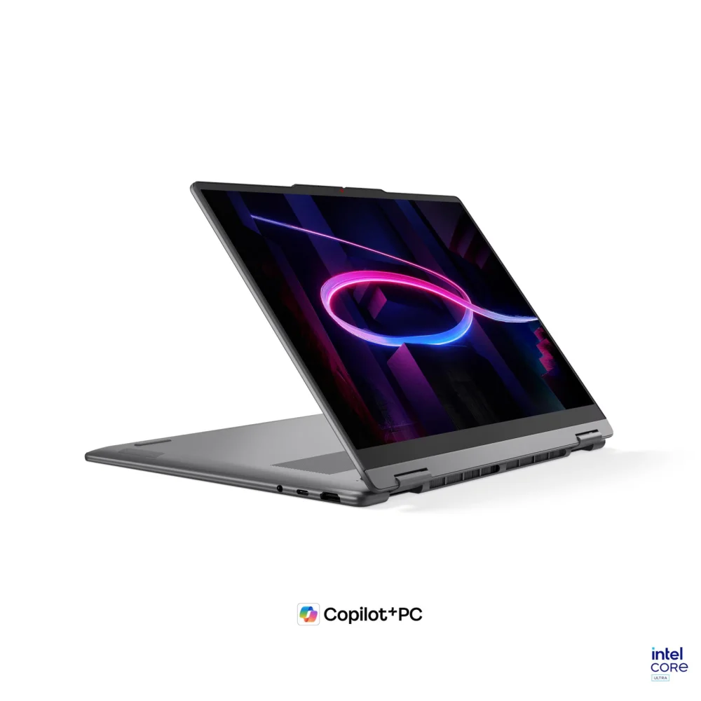 Лаптоп Lenovo Yoga 7 2-in-1 14IPH11, Intel Core Ultra 5 325, 24GB Soldered LPDDR5X-7467, 1TB SSD M.2 2242, Intel Graphics, 14" 2.8K WQXGA+ (2880x1800) OLED, 120Hz, HDR, Glass, Touch, X-Rite, Luna Grey - 83TC0022BM