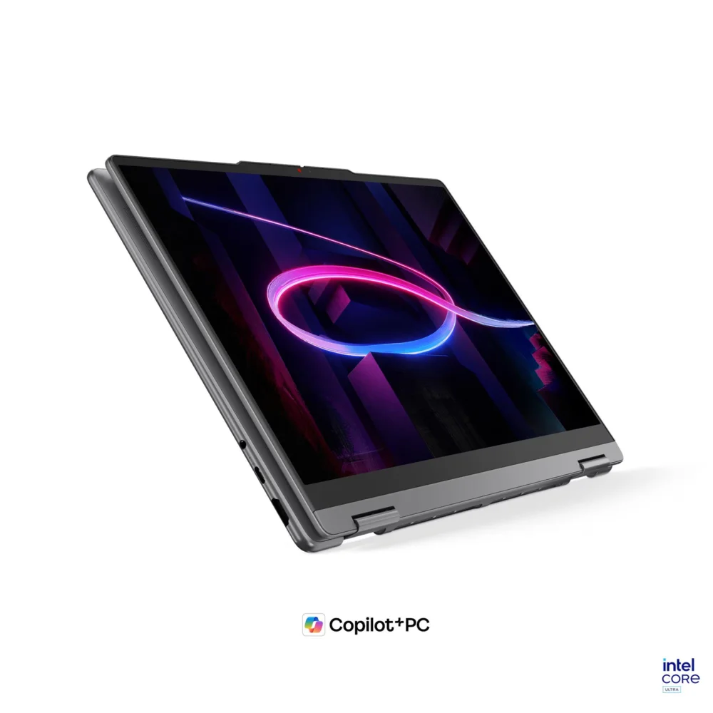Лаптоп Lenovo Yoga 7 2-in-1 14IPH11, Intel Core Ultra 5 325, 24GB Soldered LPDDR5X-7467, 1TB SSD M.2 2242, Intel Graphics, 14" 2.8K WQXGA+ (2880x1800) OLED, 120Hz, HDR, Glass, Touch, X-Rite, Luna Grey - 83TC0022BM