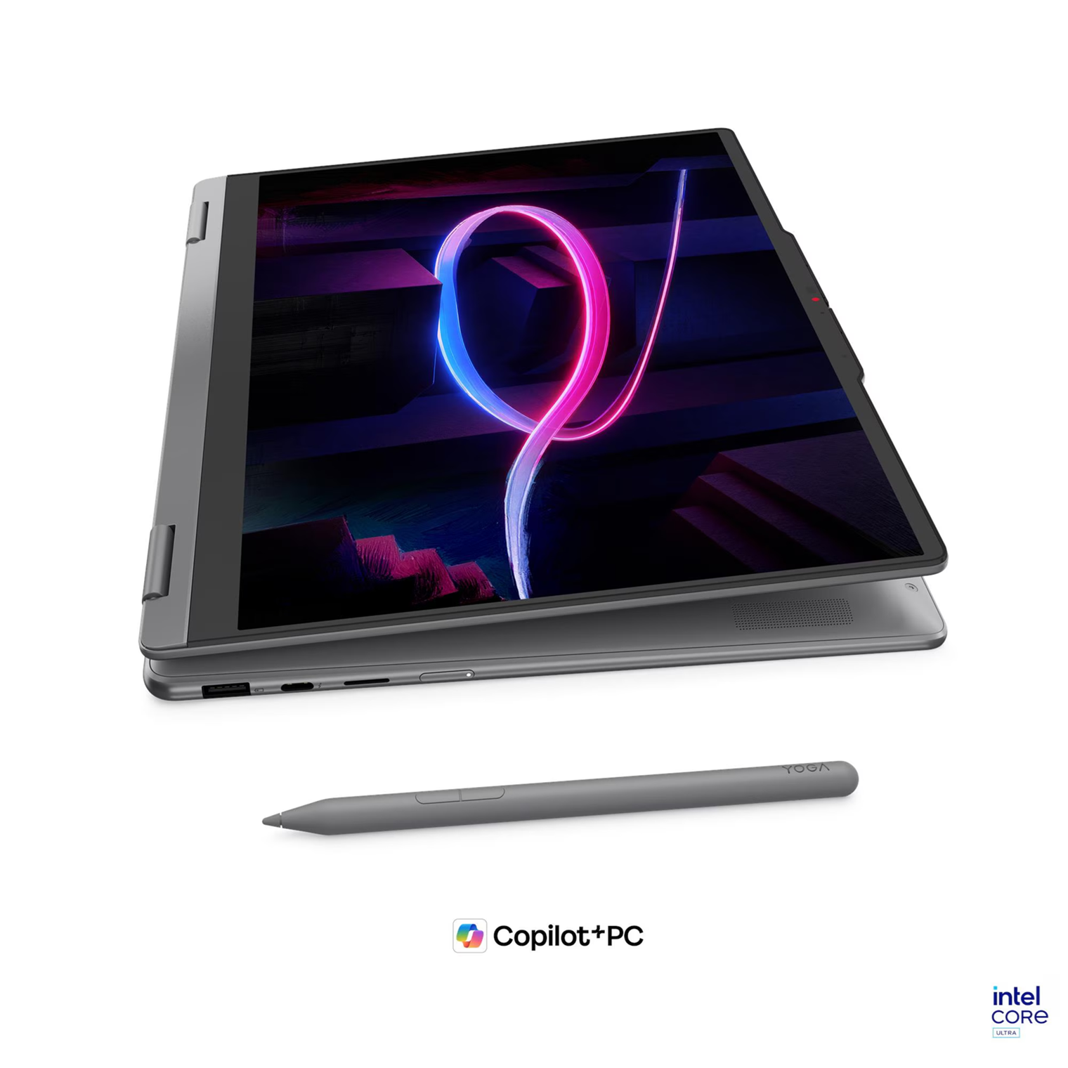 Лаптоп Lenovo Yoga 7 2-in-1 14IPH11, Intel Core Ultra 5 325, 24GB Soldered LPDDR5X-7467, 1TB SSD M.2 2242, Intel Graphics, 14" 2.8K WQXGA+ (2880x1800) OLED, 120Hz, HDR, Glass, Touch, X-Rite, Luna Grey - 83TC0022BM