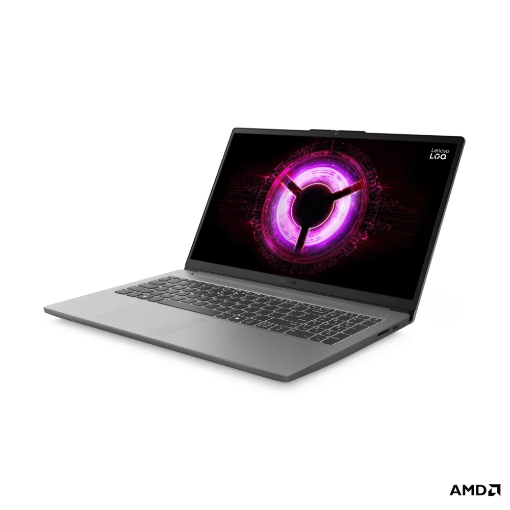 Лаптоп Lenovo LOQ 15ARP10E, AMD Ryzen 7 7735HS, 16GB SODIMM DDR5-4800, 512GB SSD M.2 2242, NVIDIA GeForce RTX 4050 6GB, 15.6" FHD (1920x1080) IPS 300nits, 144Hz, FreeSync, Luna Grey - 83S000AMBM