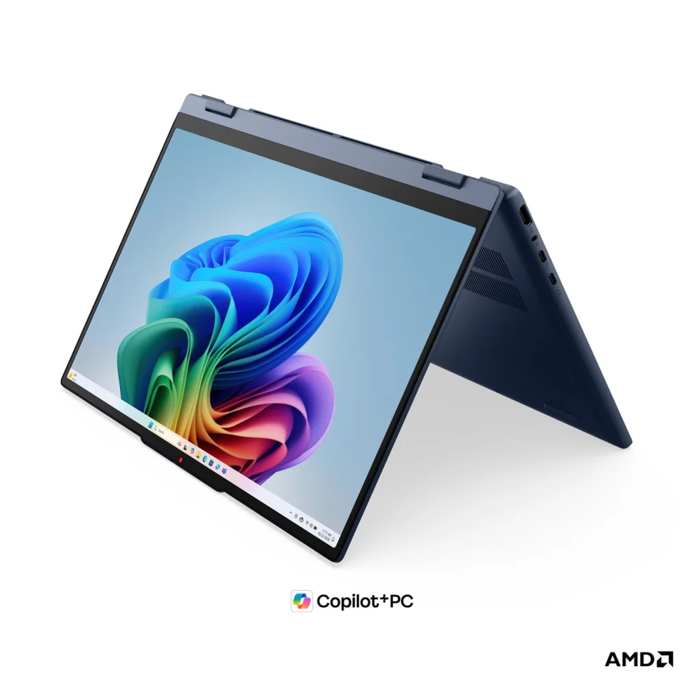 Лаптоп Lenovo IdeaPad 5 2-in-1 15AGP11, AMD Ryzen AI 7 445, 32GB SODIMM DDR5-5600, 512GB SSD M.2 2242, AMD Radeon 840M Graphics, 15.3" WUXGA (1920x1200) IPS 400nits, 60Hz, Glass, Touch, Cosmic Blue - 83UM001SBM