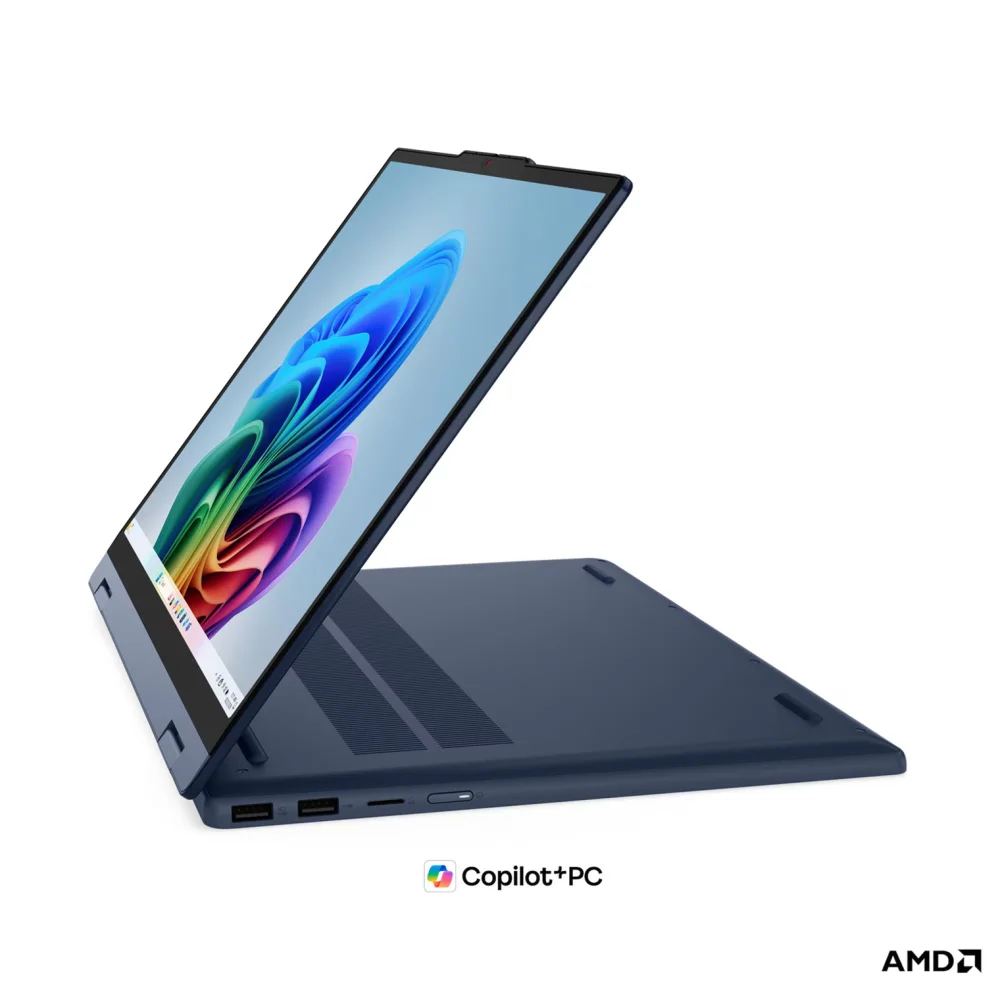 Лаптоп Lenovo IdeaPad 5 2-in-1 15AGP11, AMD Ryzen AI 7 445, 32GB SODIMM DDR5-5600, 512GB SSD M.2 2242, AMD Radeon 840M Graphics, 15.3" WUXGA (1920x1200) IPS 400nits, 60Hz, Glass, Touch, Cosmic Blue - 83UM001SBM