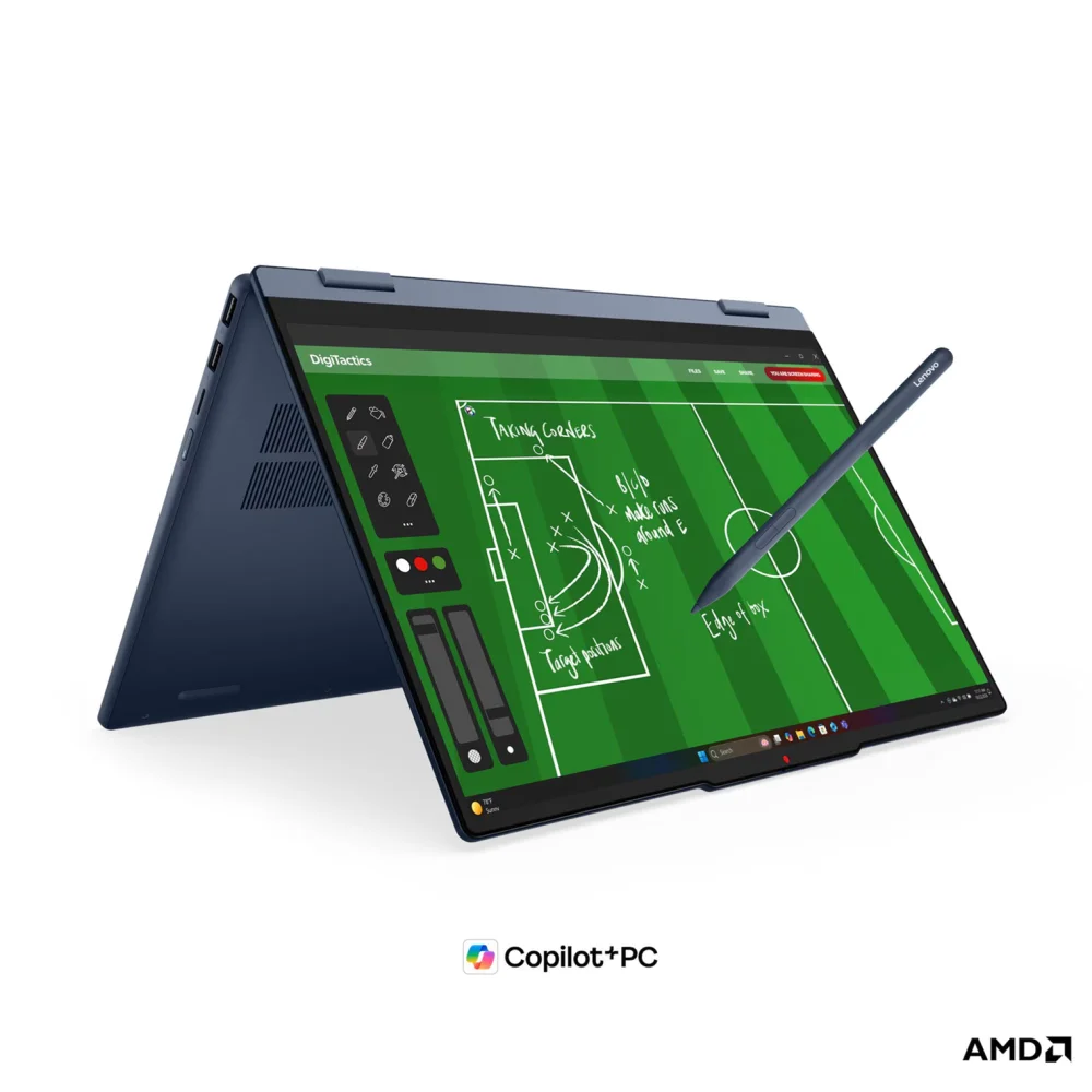 Лаптоп Lenovo IdeaPad 5 2-in-1 15AGP11, AMD Ryzen AI 7 445, 32GB SODIMM DDR5-5600, 512GB SSD M.2 2242, AMD Radeon 840M Graphics, 15.3" WUXGA (1920x1200) IPS 400nits, 60Hz, Glass, Touch, Cosmic Blue - 83UM001SBM