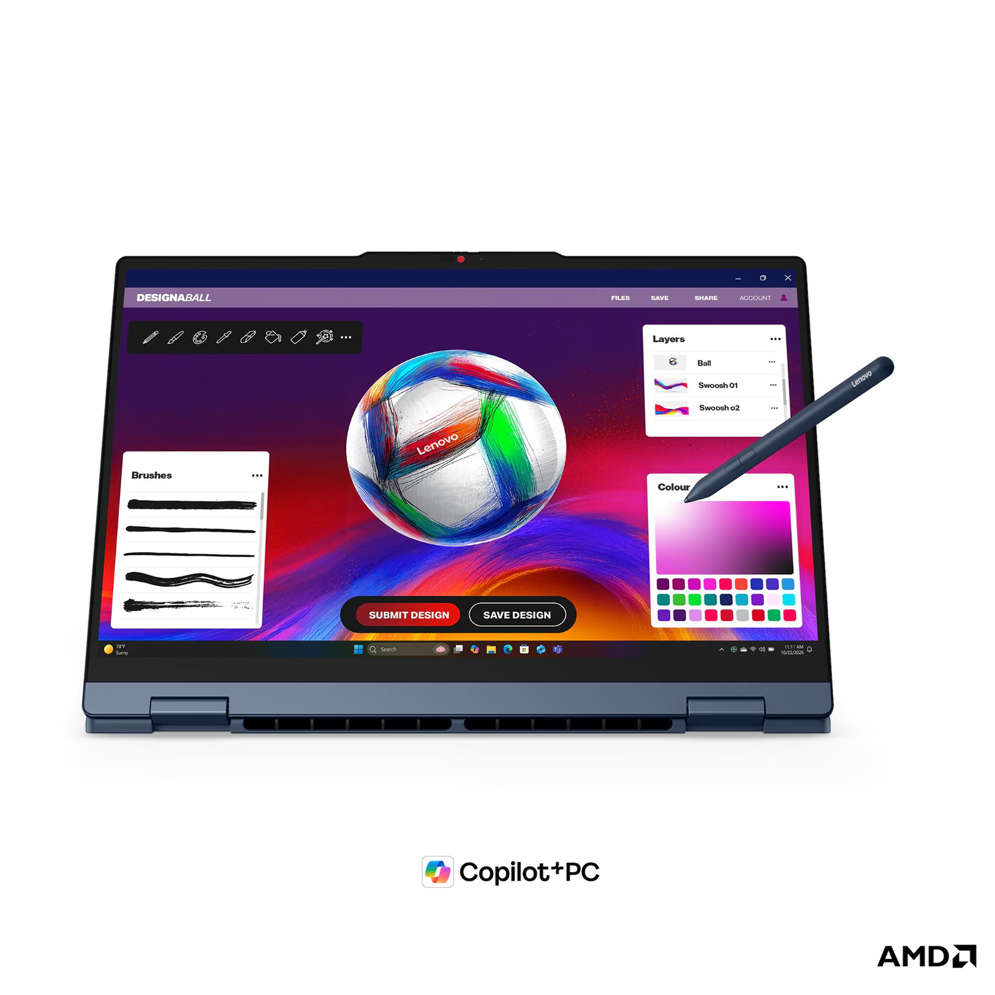 Лаптоп Lenovo IdeaPad 5 2-in-1 15AGP11, AMD Ryzen AI 7 445, 32GB SODIMM DDR5-5600, 512GB SSD M.2 2242, AMD Radeon 840M Graphics, 15.3" WUXGA (1920x1200) IPS 400nits, 60Hz, Glass, Touch, Cosmic Blue - 83UM001SBM