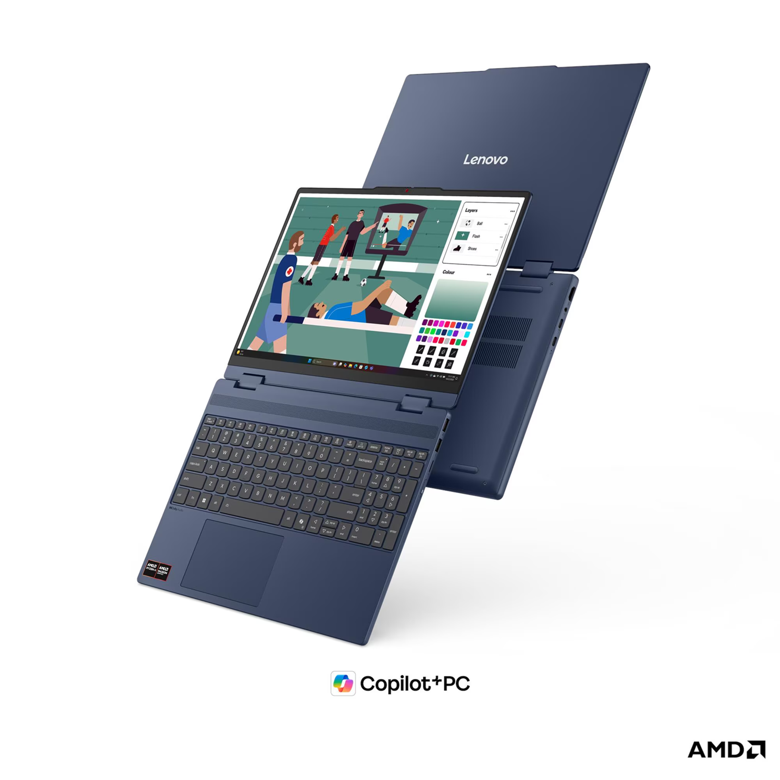 Лаптоп Lenovo IdeaPad 5 2-in-1 15AGP11, AMD Ryzen AI 7 445, 32GB SODIMM DDR5-5600, 512GB SSD M.2 2242, AMD Radeon 840M Graphics, 15.3" WUXGA (1920x1200) IPS 400nits, 60Hz, Glass, Touch, Cosmic Blue - 83UM001SBM