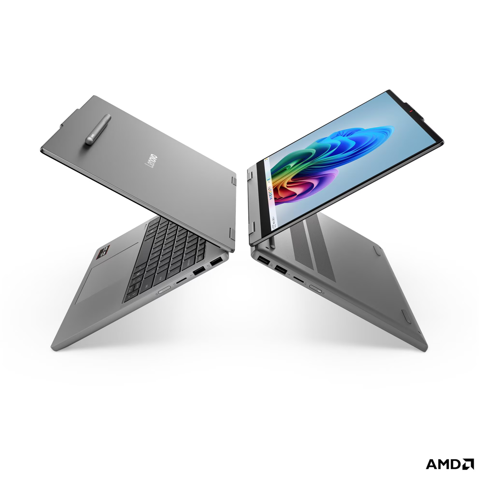 Лаптоп Lenovo IdeaPad 5 2-in-1 14AHP11, AMD Ryzen 7 250, 16GB SODIMM DDR5-5600, Integrated AMD Radeon 780M Graphics, 512GB SSD M.2 2242, 14" WUXGA (1920x1200) IPS Touch, Luna Grey - 83UJ0024BM