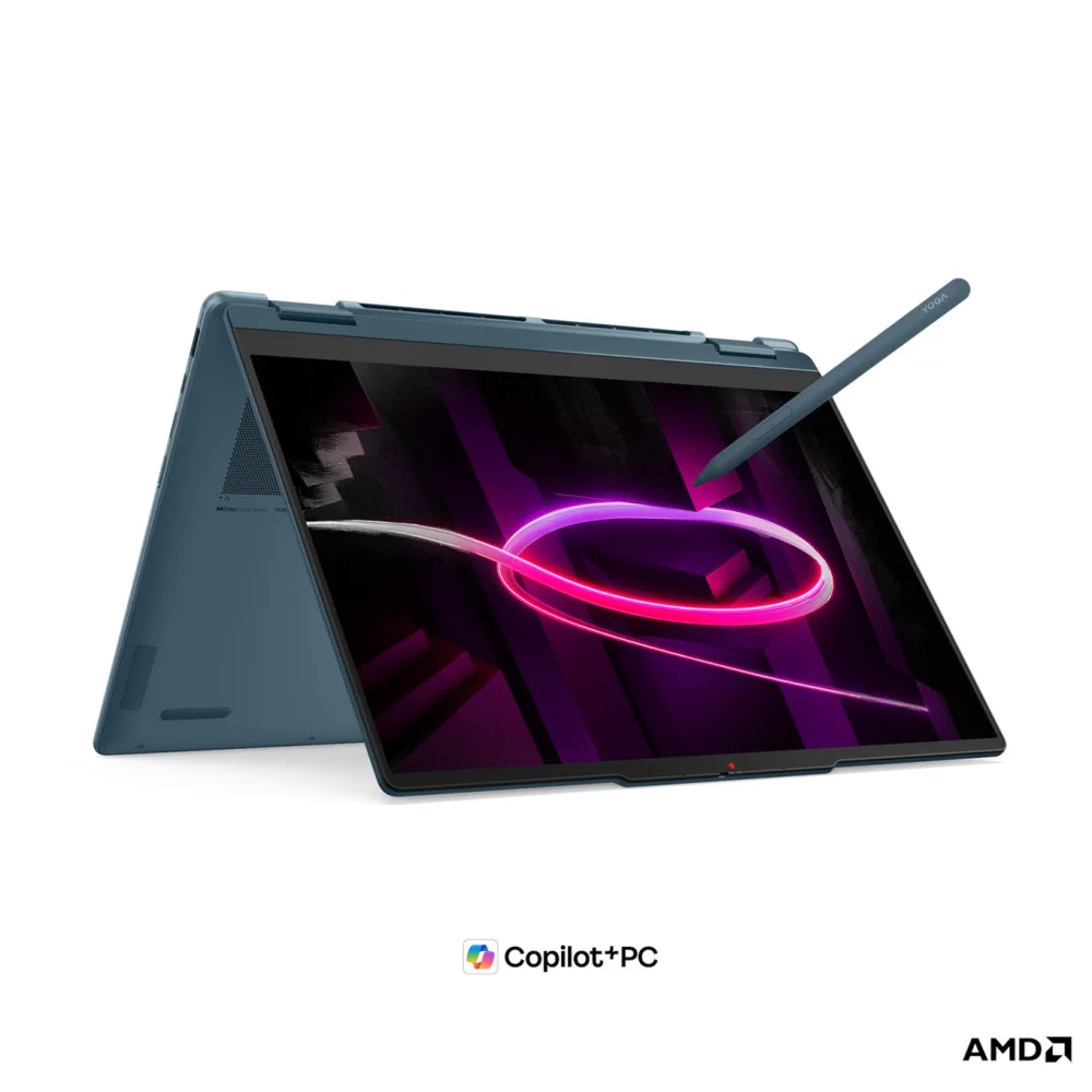 Лаптоп LENOVO Yoga 7 2-in-1 14AGP11, AMD Ryzen AI 7 445, 24GB Soldered LPDDR5X-8000, 1TB SSD M.2 2242, AMD Radeon 840M, 14" WUXGA (1920x1200) OLED, Tidal Teal - 83TD001LBM