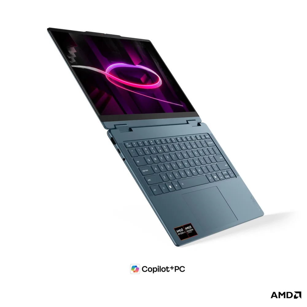 Лаптоп LENOVO Yoga 7 2-in-1 14AGP11, AMD Ryzen AI 7 445, 24GB Soldered LPDDR5X-8000, 1TB SSD M.2 2242, AMD Radeon 840M, 14" WUXGA (1920x1200) OLED, Tidal Teal - 83TD001LBM