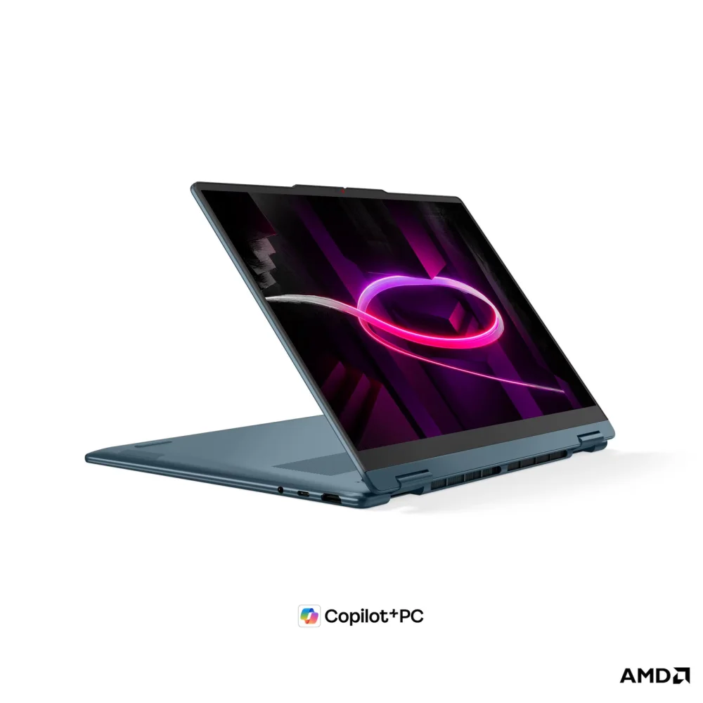 Лаптоп LENOVO Yoga 7 2-in-1 14AGP11, AMD Ryzen AI 7 445, 24GB Soldered LPDDR5X-8000, 1TB SSD M.2 2242, AMD Radeon 840M, 14" WUXGA (1920x1200) OLED, Tidal Teal - 83TD001LBM