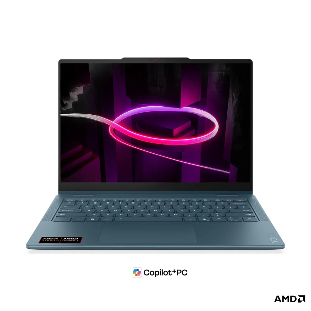 Лаптоп LENOVO Yoga 7 2-in-1 14AGP11, AMD Ryzen AI 7 445, 24GB Soldered LPDDR5X-8000, 1TB SSD M.2 2242, AMD Radeon 840M, 14" WUXGA (1920x1200) OLED, Tidal Teal - 83TD001LBM