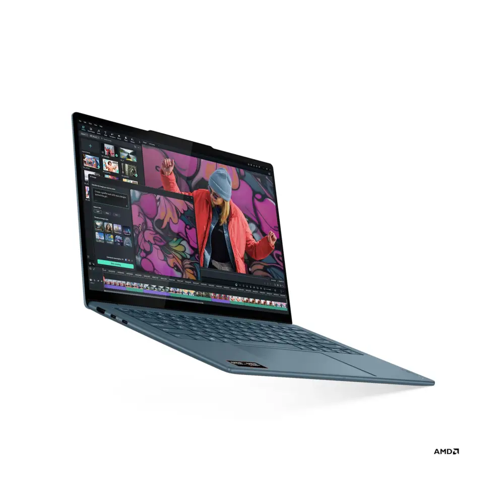 Лаптоп Lenovo Yoga Slim 7 14AKP10, AMD Ryzen AI 7 350, 32GB Soldered LPDDR5X-7500, 1TB SSD M.2 2242, AMD Radeon 860M Graphics, 14" WUXGA (1920x1200) OLED 600nits, Tidal Teal - 83JY0043BM