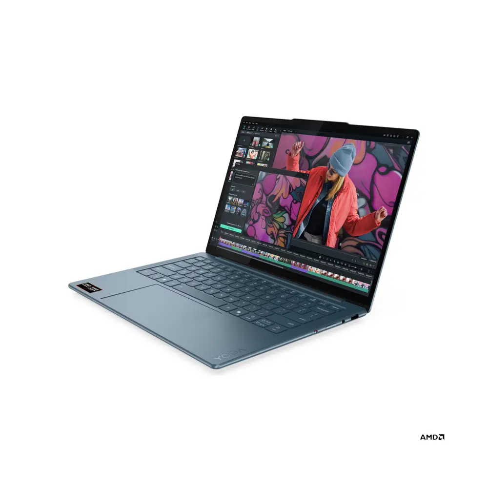 Лаптоп Lenovo Yoga Slim 7 14AKP10, AMD Ryzen AI 7 350, 32GB Soldered LPDDR5X-7500, 1TB SSD M.2 2242, AMD Radeon 860M Graphics, 14" WUXGA (1920x1200) OLED 600nits, Tidal Teal - 83JY0043BM