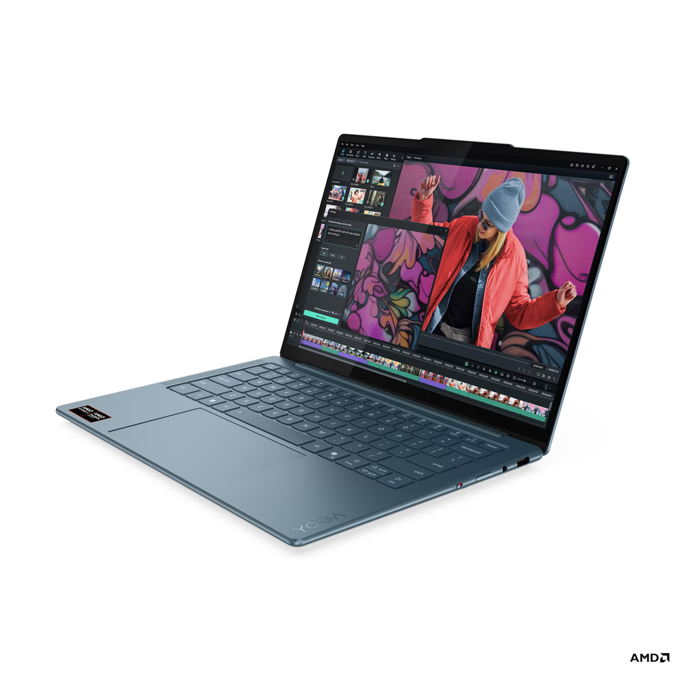 Лаптоп Lenovo Yoga Slim 7 14AKP10, AMD Ryzen AI 7 350, 32GB Soldered LPDDR5X-7500, 1TB SSD M.2 2242, AMD Radeon 860M Graphics, 14" WUXGA (1920x1200) OLED 600nits, Tidal Teal - 83JY0043BM