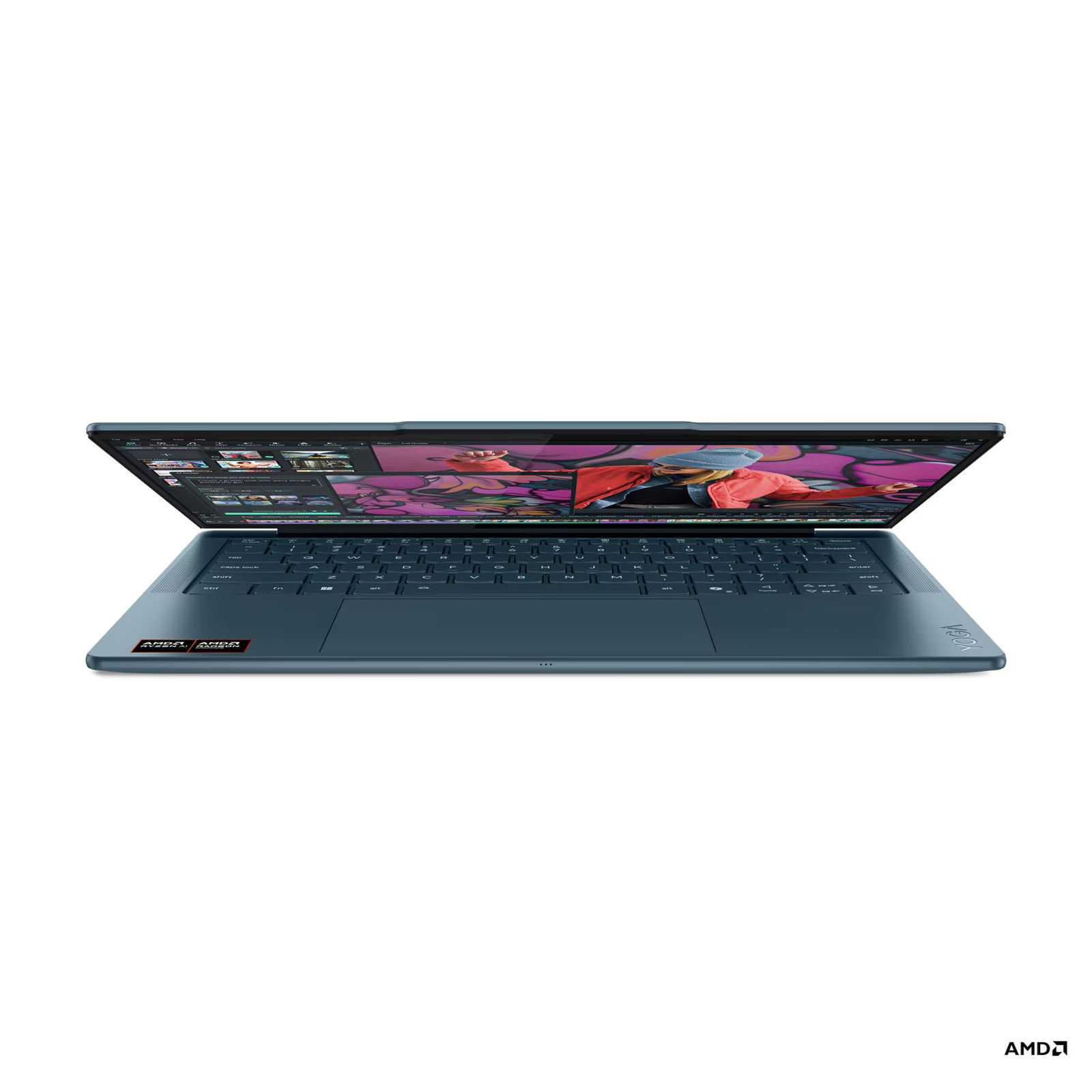 Лаптоп Lenovo Yoga Slim 7 14AKP10, AMD Ryzen AI 7 350, 32GB Soldered LPDDR5X-7500, 1TB SSD M.2 2242, AMD Radeon 860M Graphics, 14" WUXGA (1920x1200) OLED 600nits, Tidal Teal - 83JY0043BM