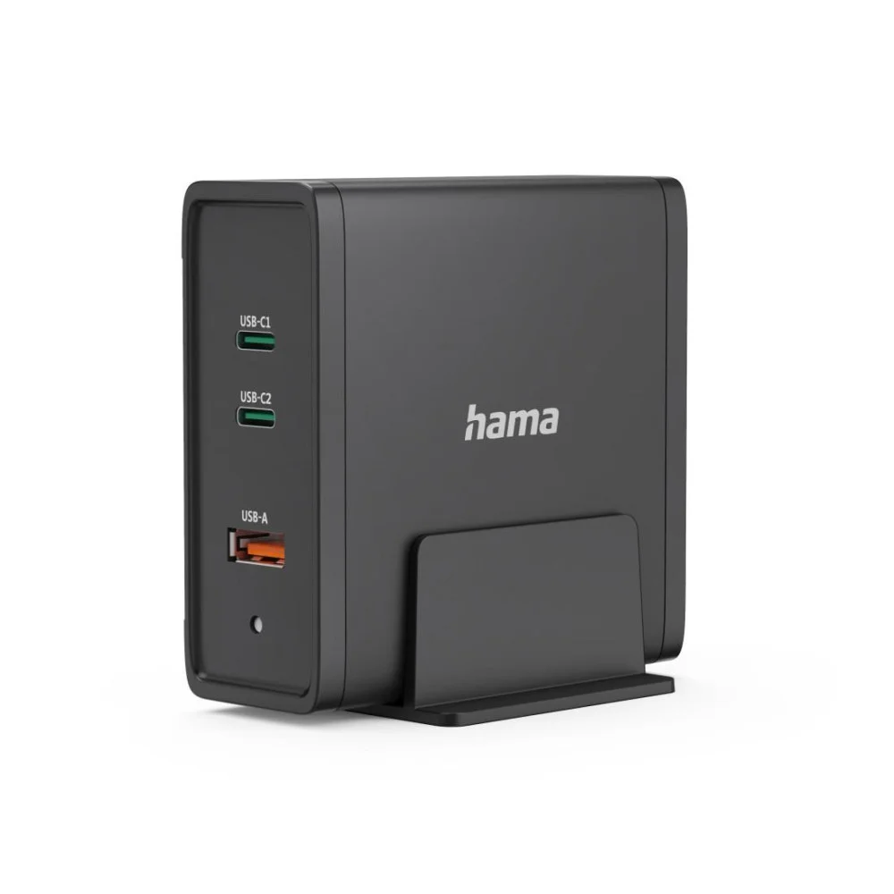 HAMA Зарядна станция 140W, USB-C, 3 порта, GaN, Power Delivery (PD)
