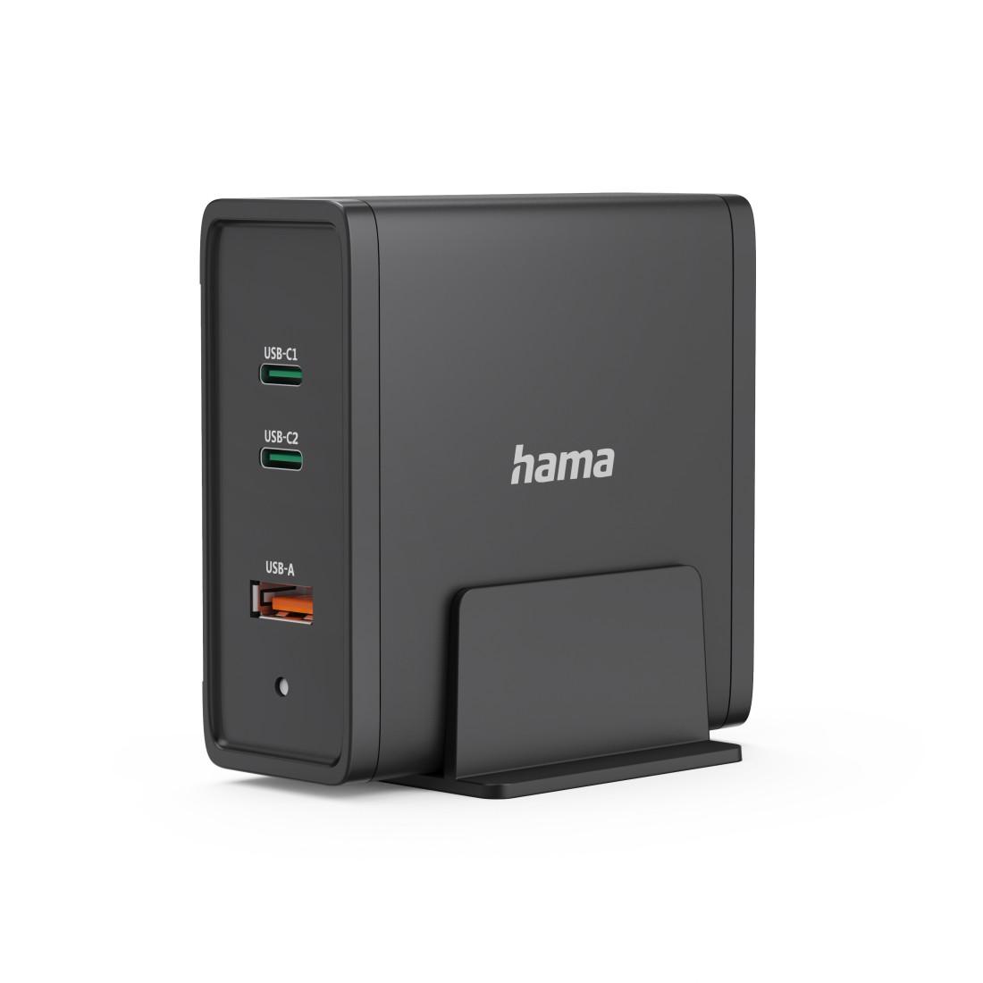 HAMA Зарядна станция 140W, USB-C, 3 порта, GaN, Power Delivery (PD)