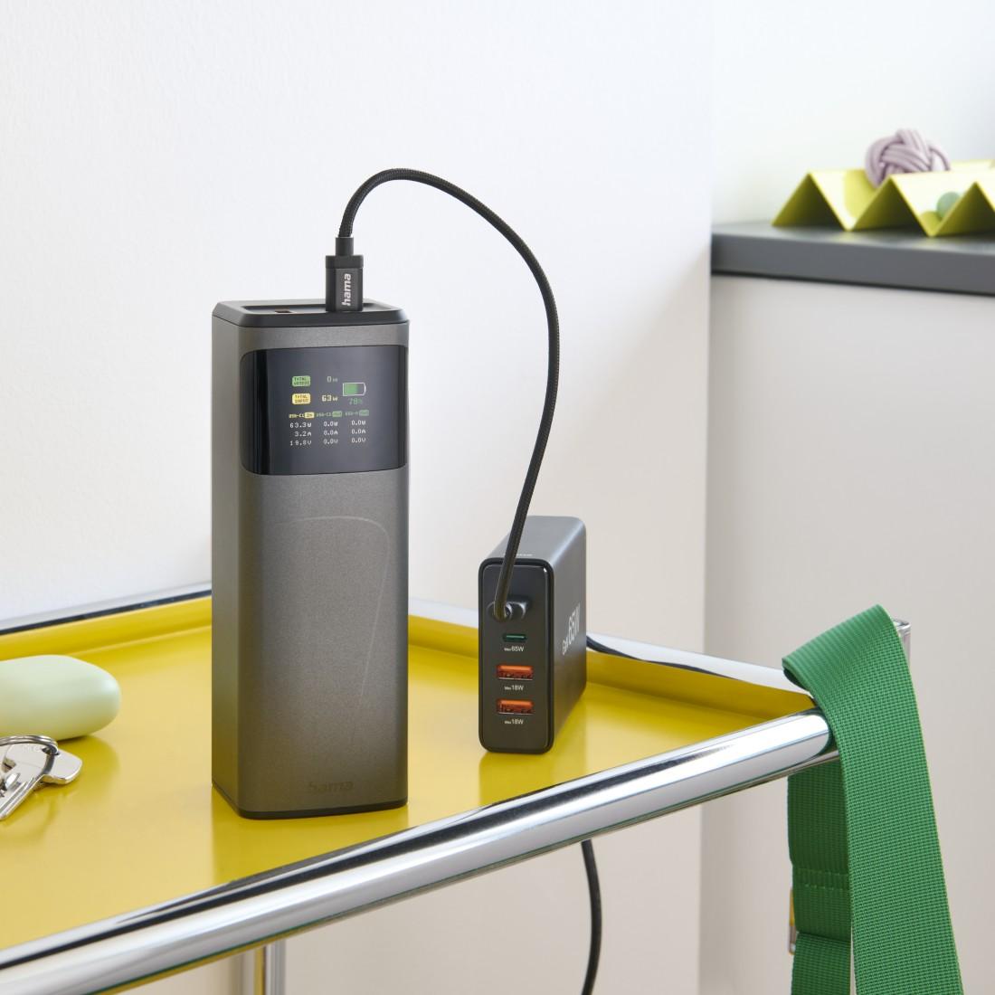 HAMA Външна батерия “High Power”, 65 W, 20000 mAh, 2x USB-C, USB-A, Fast Charging