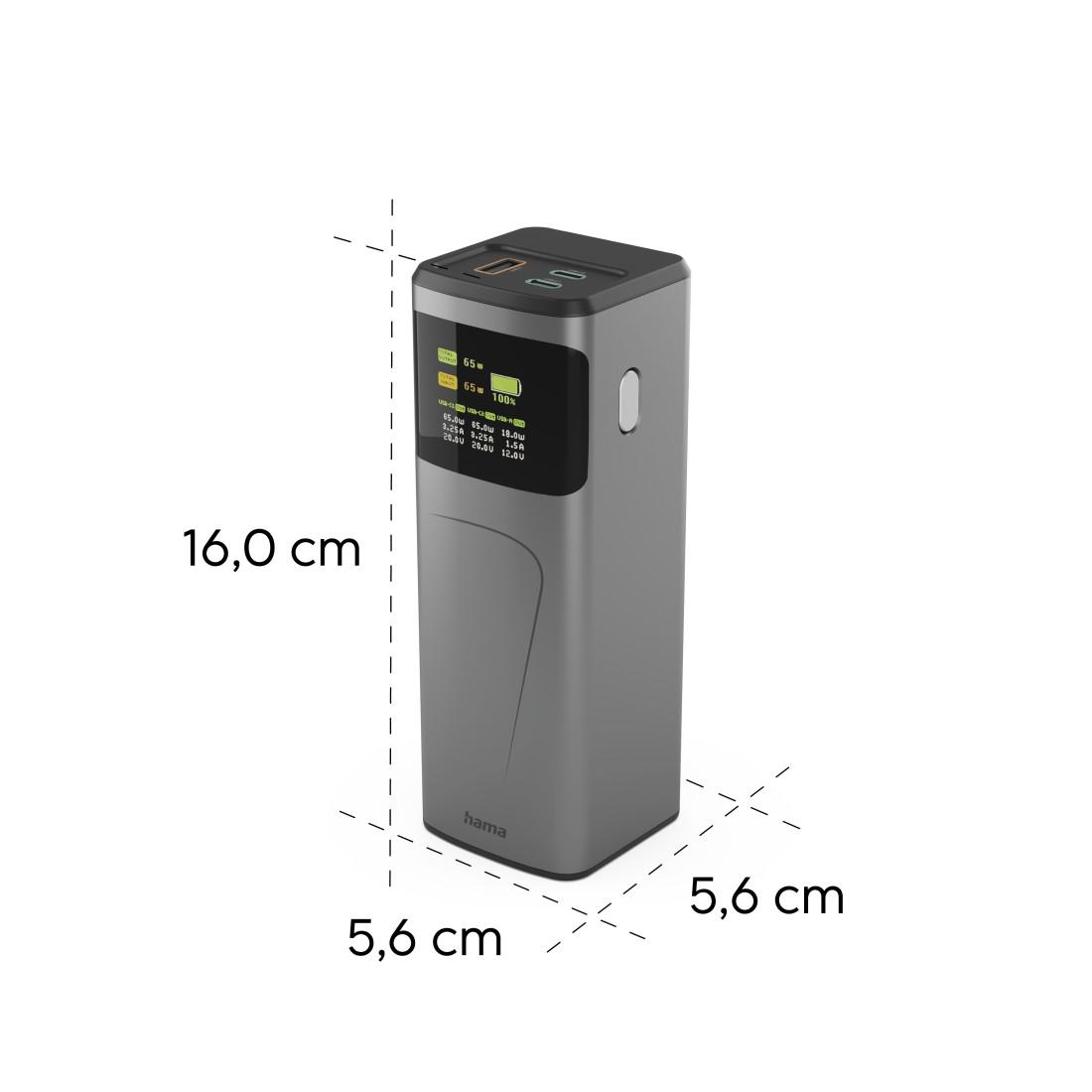 HAMA Външна батерия “High Power”, 65 W, 20000 mAh, 2x USB-C, USB-A, Fast Charging