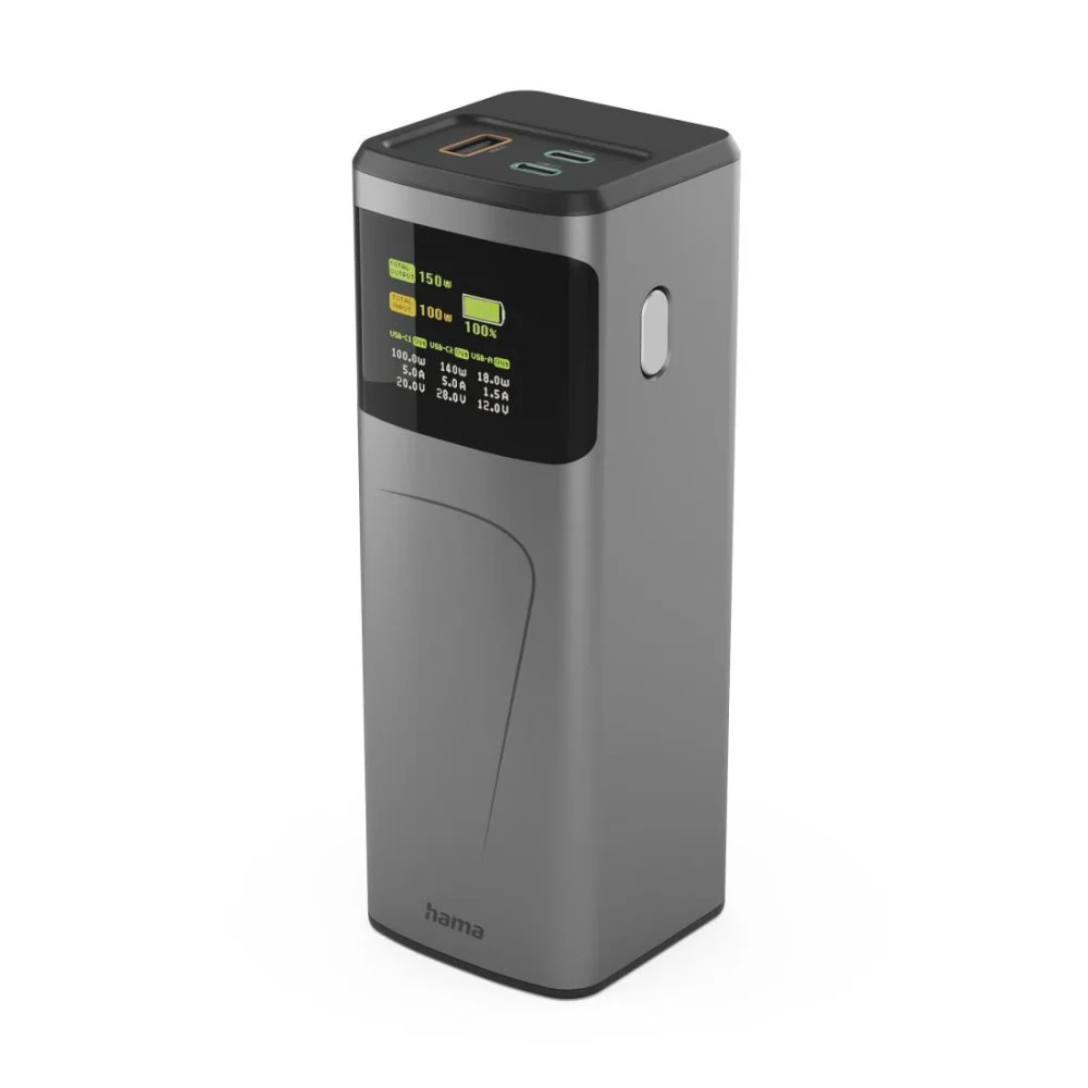 HAMA Външна батерия “High Power”, 150 W, 24000 mAh, 2x USB-C, USB-A, бързо зареждане